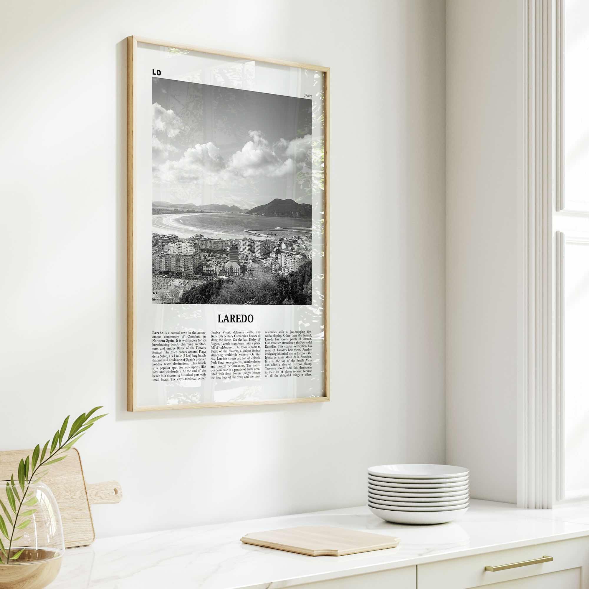 Laredo Print Black and White Spain, Laredo Wall Art, Laredo Poster, Laredo Photo, Laredo Map, Laredo Wall Decor, Spain