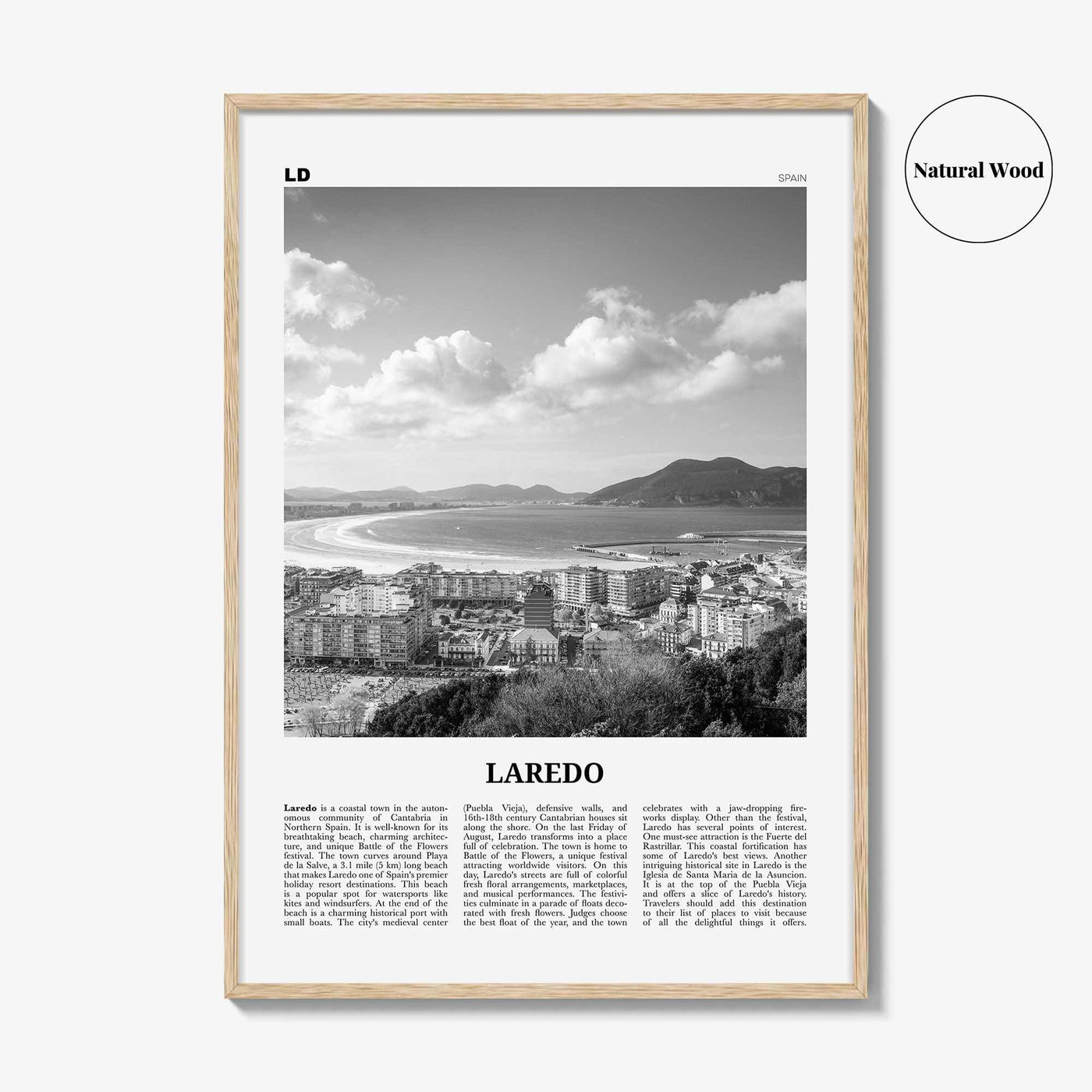 Laredo Print Black and White Spain, Laredo Wall Art, Laredo Poster, Laredo Photo, Laredo Map, Laredo Wall Decor, Spain