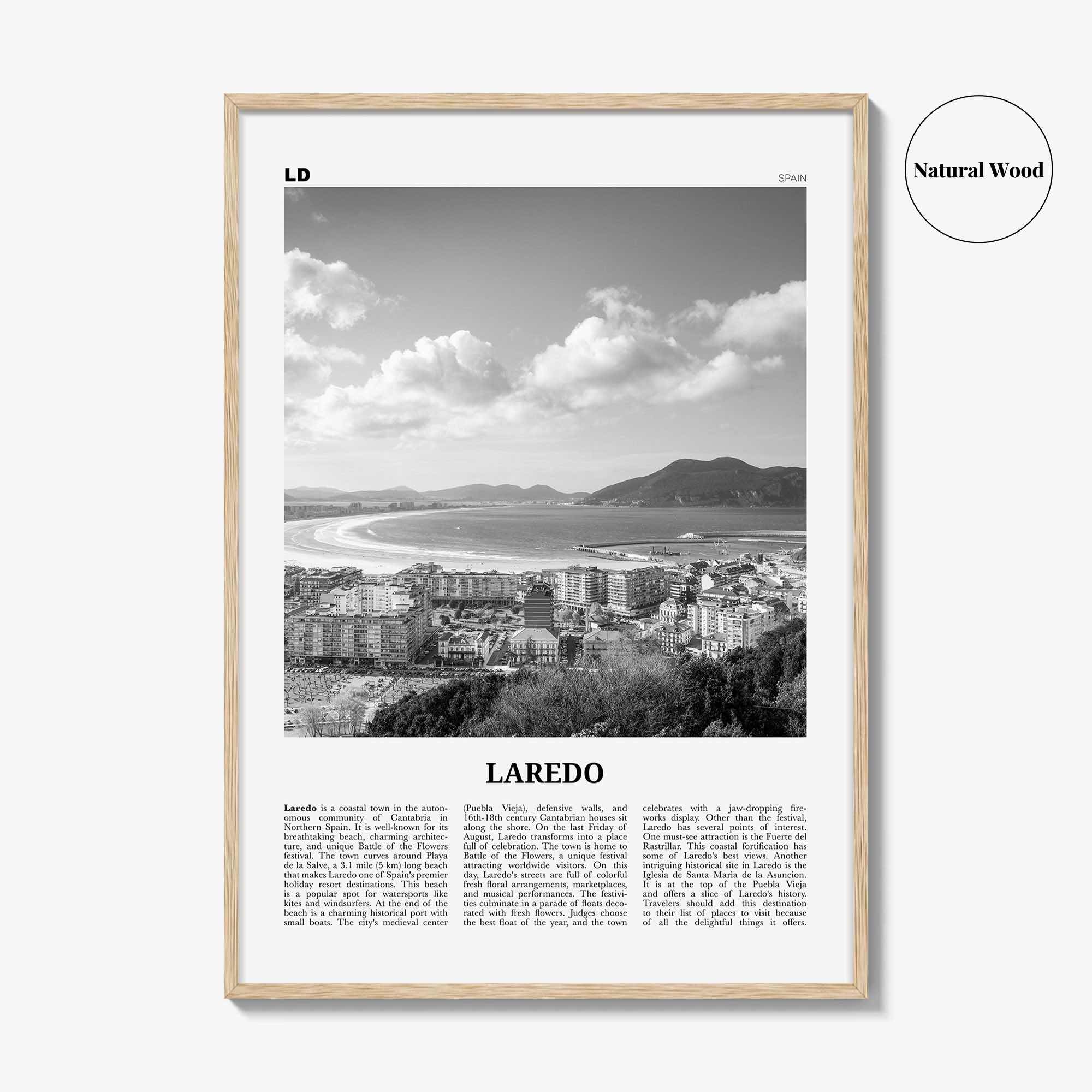 Laredo Print Black and White Spain, Laredo Wall Art, Laredo Poster, Laredo Photo, Laredo Map, Laredo Wall Decor, Spain