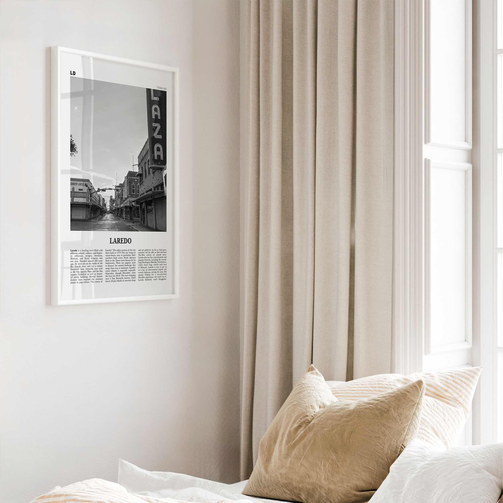 Laredo Print Black and White Texas, Laredo Wall Art, Laredo Poster, Laredo Photo, Laredo Wall Décor, Laredo Map, Texas, USA