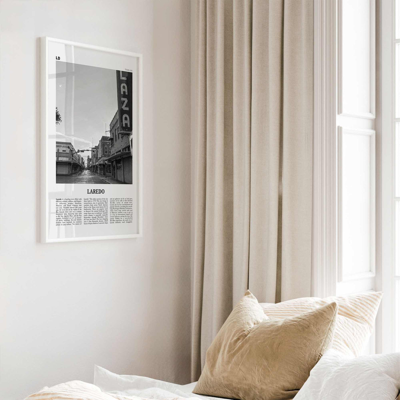 Laredo Print Black and White Texas, Laredo Wall Art, Laredo Poster, Laredo Photo, Laredo Wall Décor, Laredo Map, Texas, USA