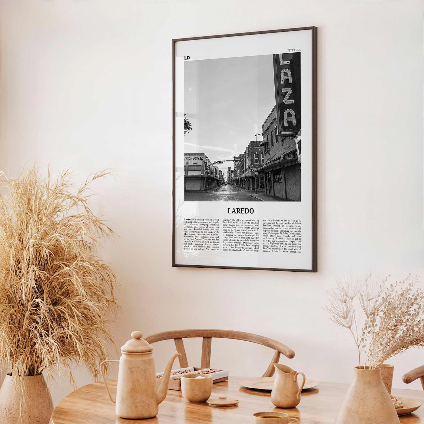 Laredo Print Black and White Texas, Laredo Wall Art, Laredo Poster, Laredo Photo, Laredo Wall Décor, Laredo Map, Texas, USA