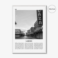 Laredo Print Black and White Texas, Laredo Wall Art, Laredo Poster, Laredo Photo, Laredo Wall Décor, Laredo Map, Texas, USA