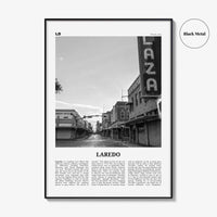 Laredo Print Black and White Texas, Laredo Wall Art, Laredo Poster, Laredo Photo, Laredo Wall Décor, Laredo Map, Texas, USA