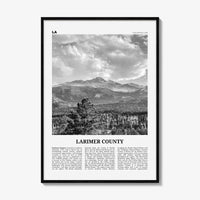 Larimer County Print Black and White, Larimer County Wall Art, Larimer County Poster, Larimer Photo, Larimer Wall Décor, Larimer County Map