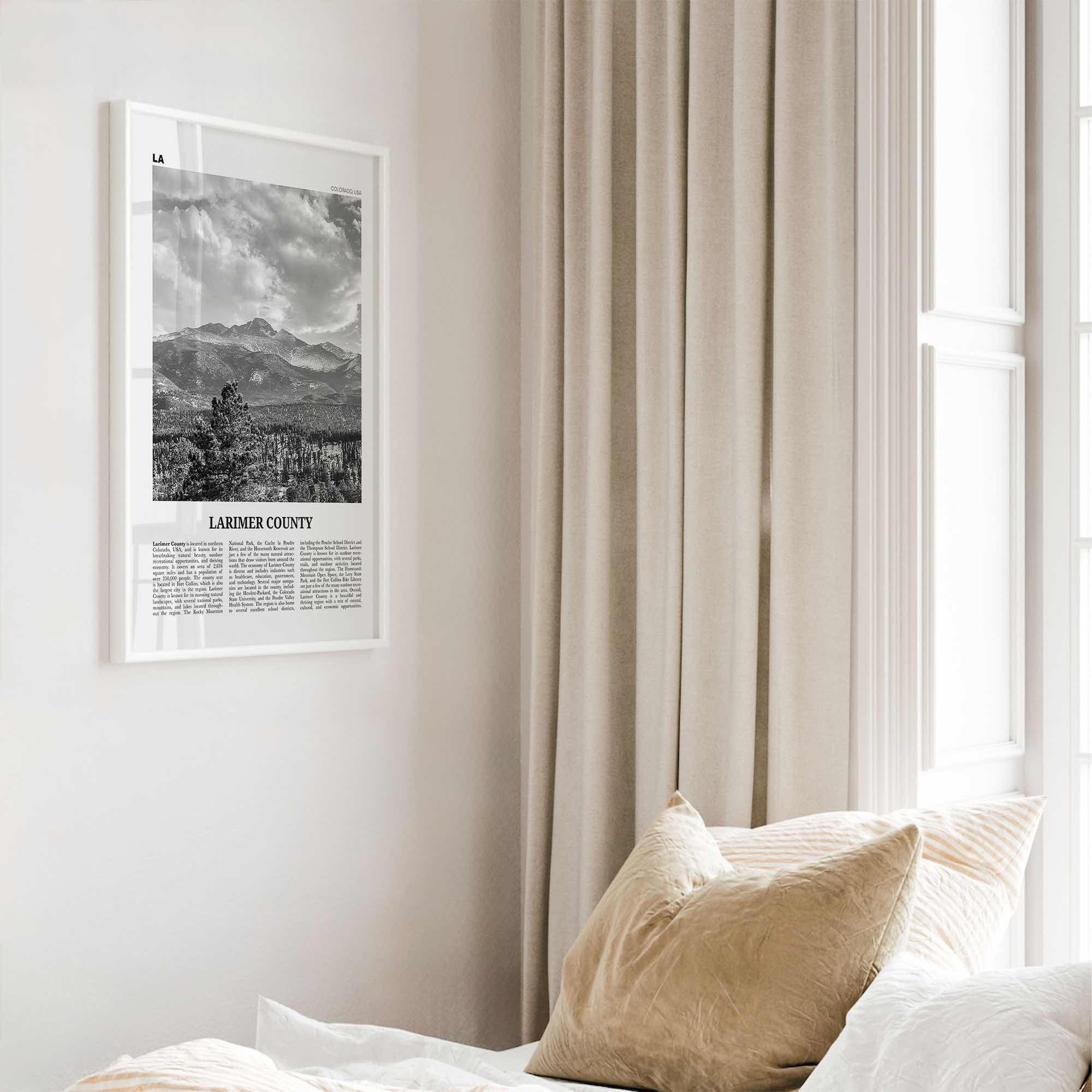 Larimer County Print Black and White, Larimer County Wall Art, Larimer County Poster, Larimer Photo, Larimer Wall Décor, Larimer County Map