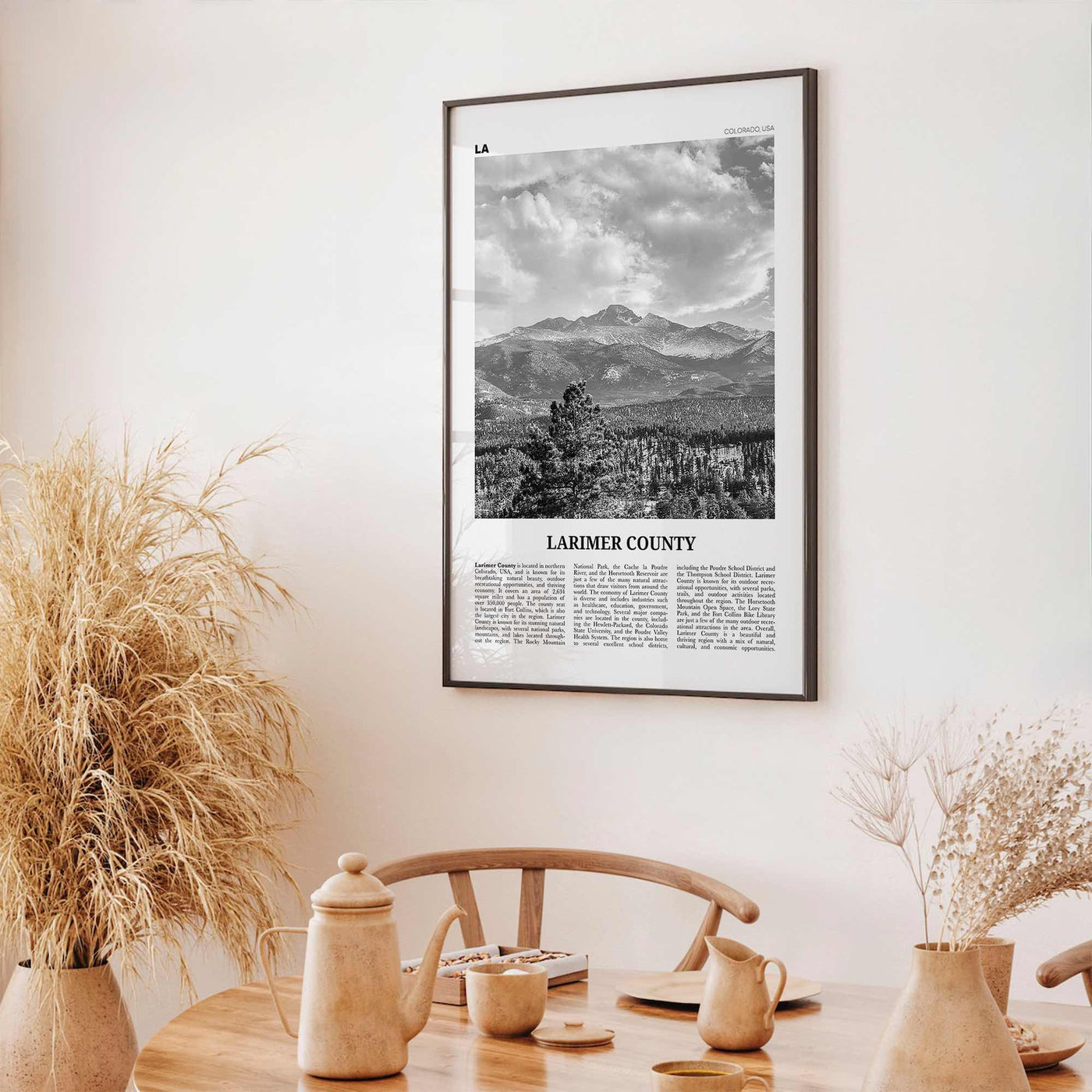 Larimer County Print Black and White, Larimer County Wall Art, Larimer County Poster, Larimer Photo, Larimer Wall Décor, Larimer County Map