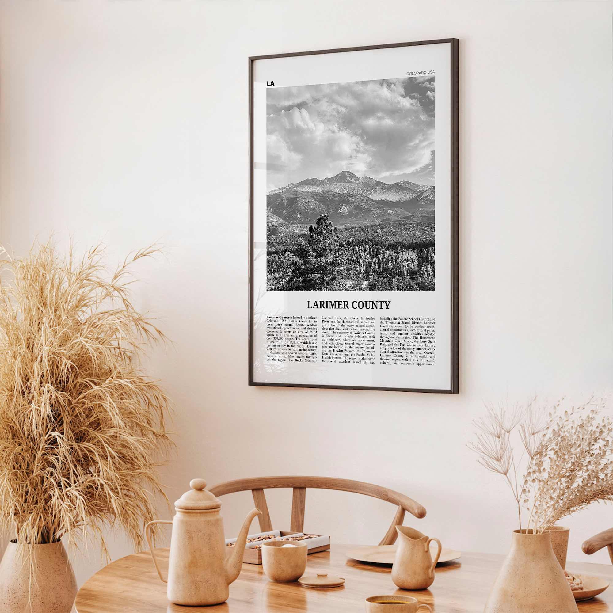Larimer County Print Black and White, Larimer County Wall Art, Larimer County Poster, Larimer Photo, Larimer Wall Décor, Larimer County Map