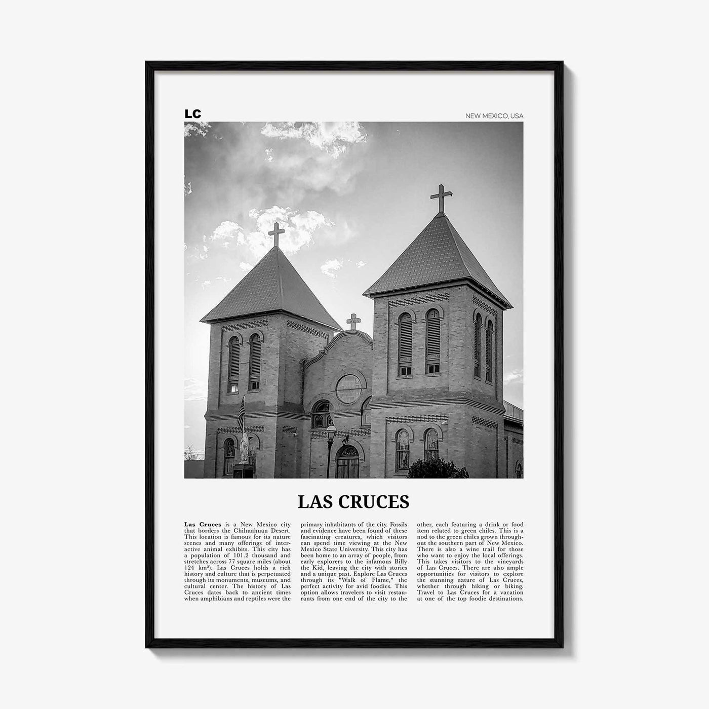 Las Cruces Print Black and White, Las Cruces Wall Art, Las Cruces Poster, Las Cruces Photo, Las Cruces Wall Décor, New Mexico, USA