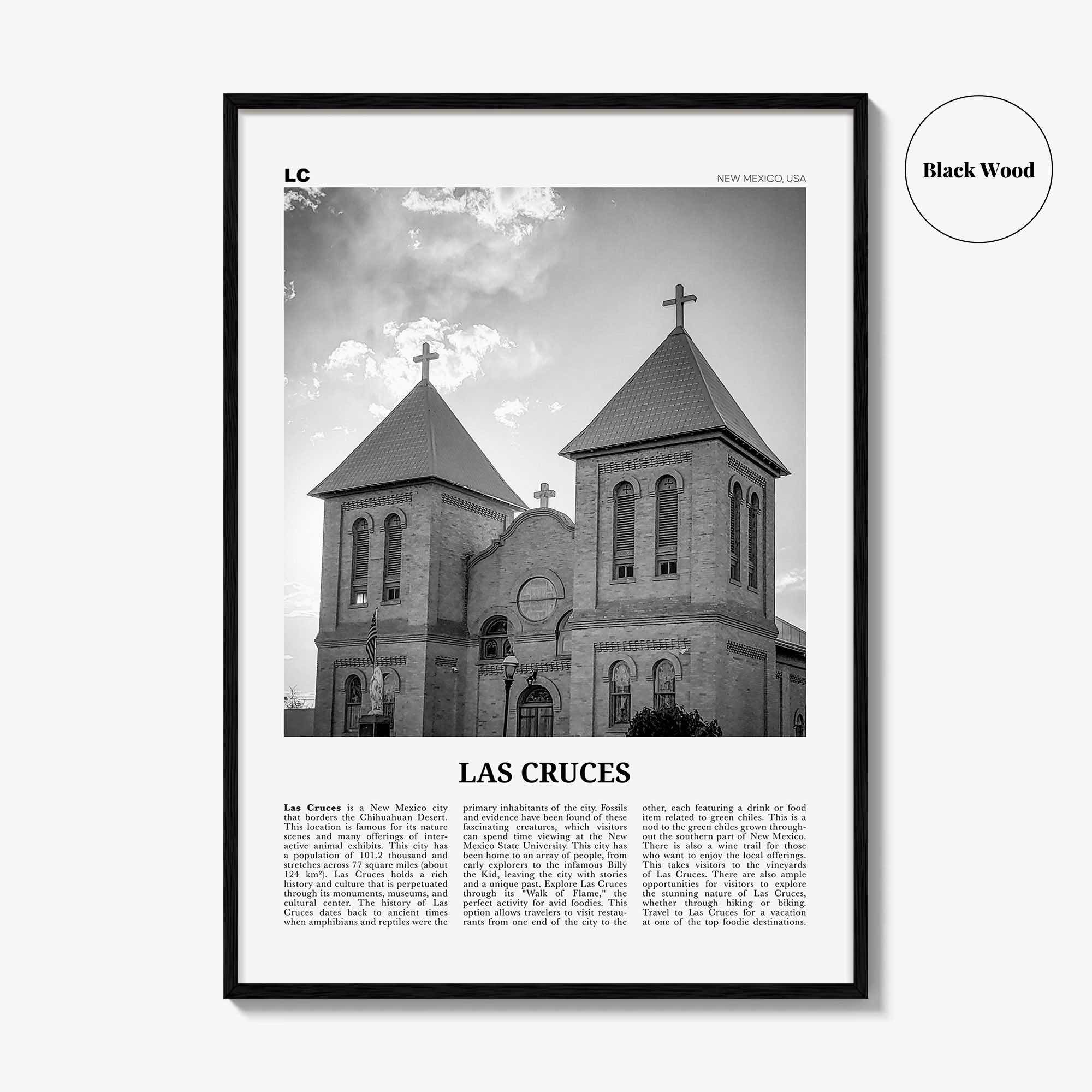 Las Cruces Print Black and White, Las Cruces Wall Art, Las Cruces Poster, Las Cruces Photo, Las Cruces Wall Décor, New Mexico, USA