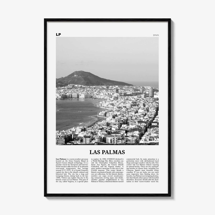 Las Palmas Print Black and White, Las Palmas Wall Art, Las Palmas Poster, Las Palmas Photo, Las Palmas Décor, Gran Canaria, Spain, España