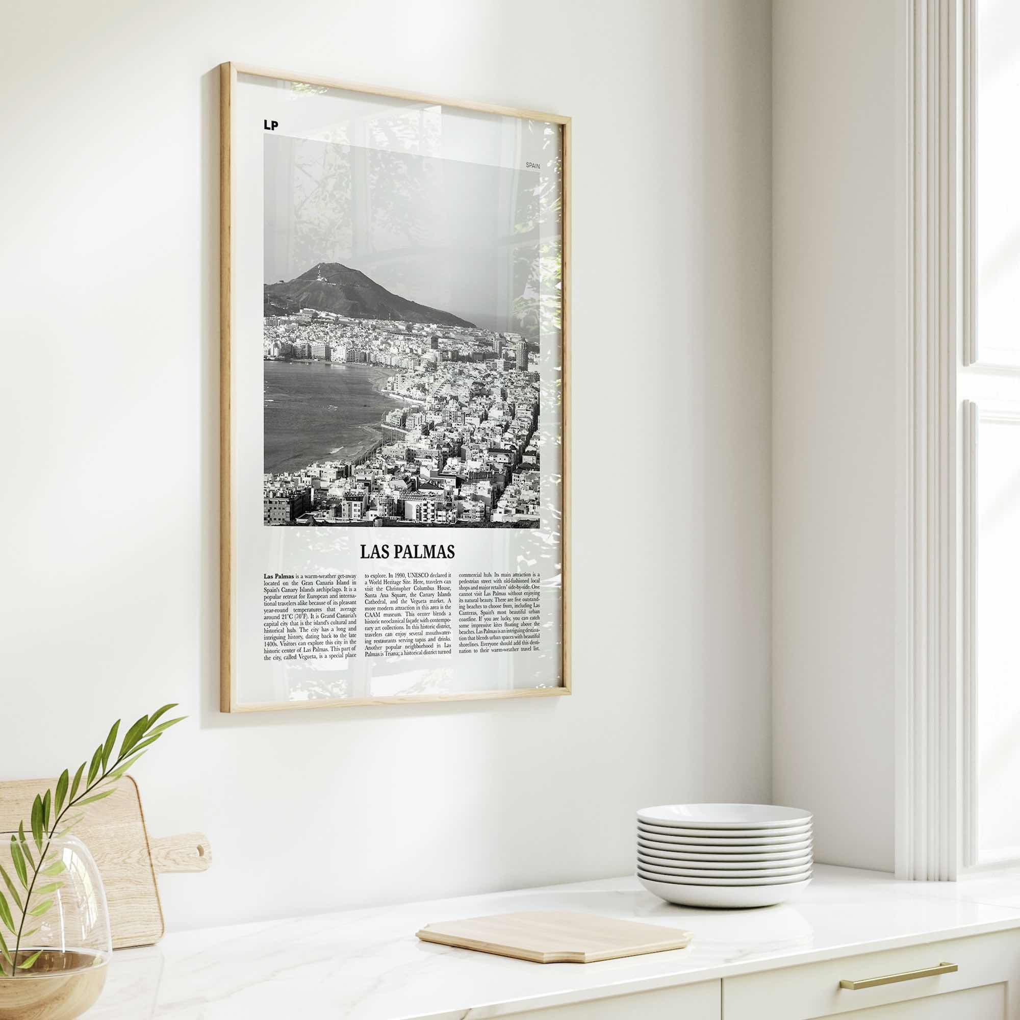 Las Palmas Print Black and White, Las Palmas Wall Art, Las Palmas Poster, Las Palmas Photo, Las Palmas Décor, Gran Canaria, Spain, España