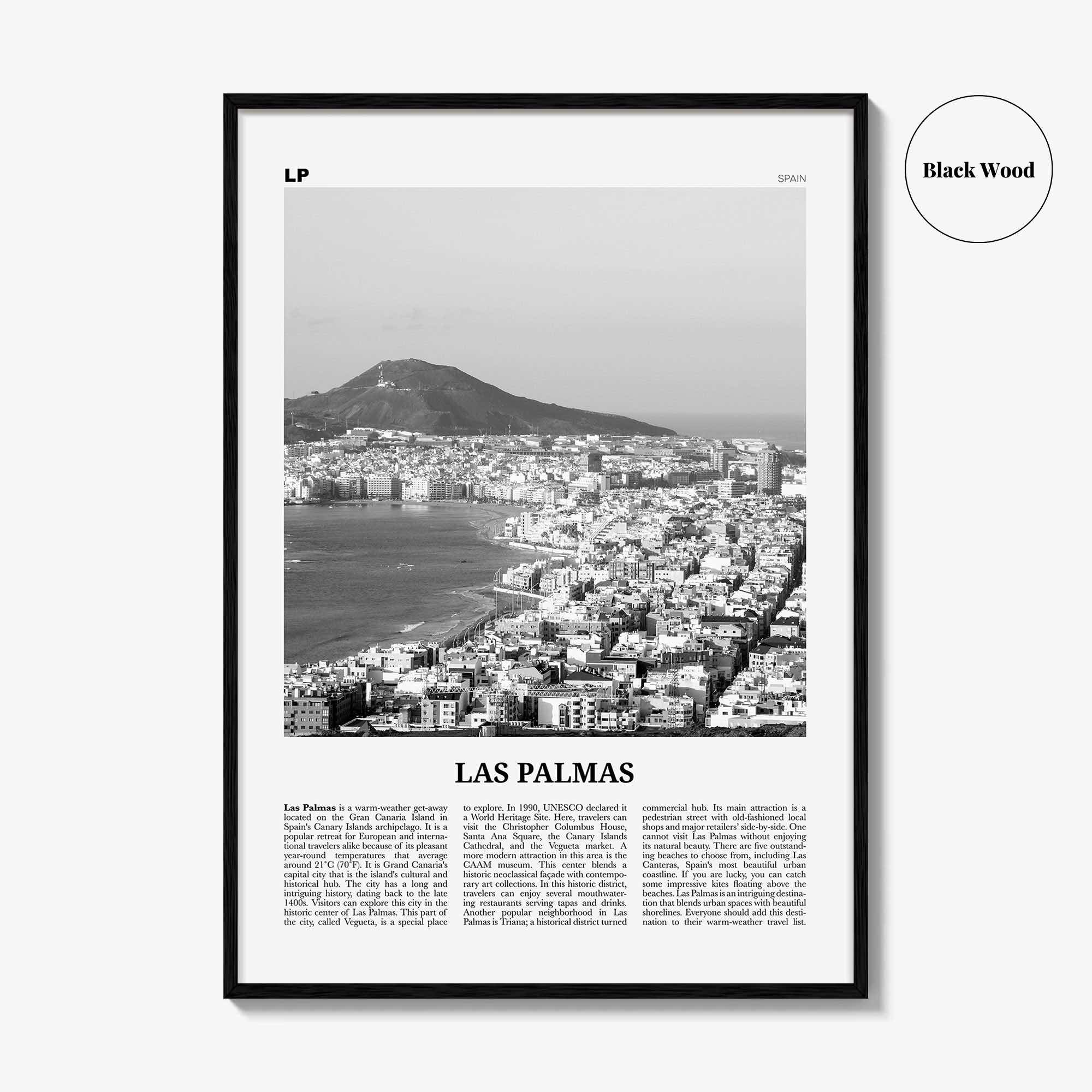 Las Palmas Print Black and White, Las Palmas Wall Art, Las Palmas Poster, Las Palmas Photo, Las Palmas Décor, Gran Canaria, Spain, España