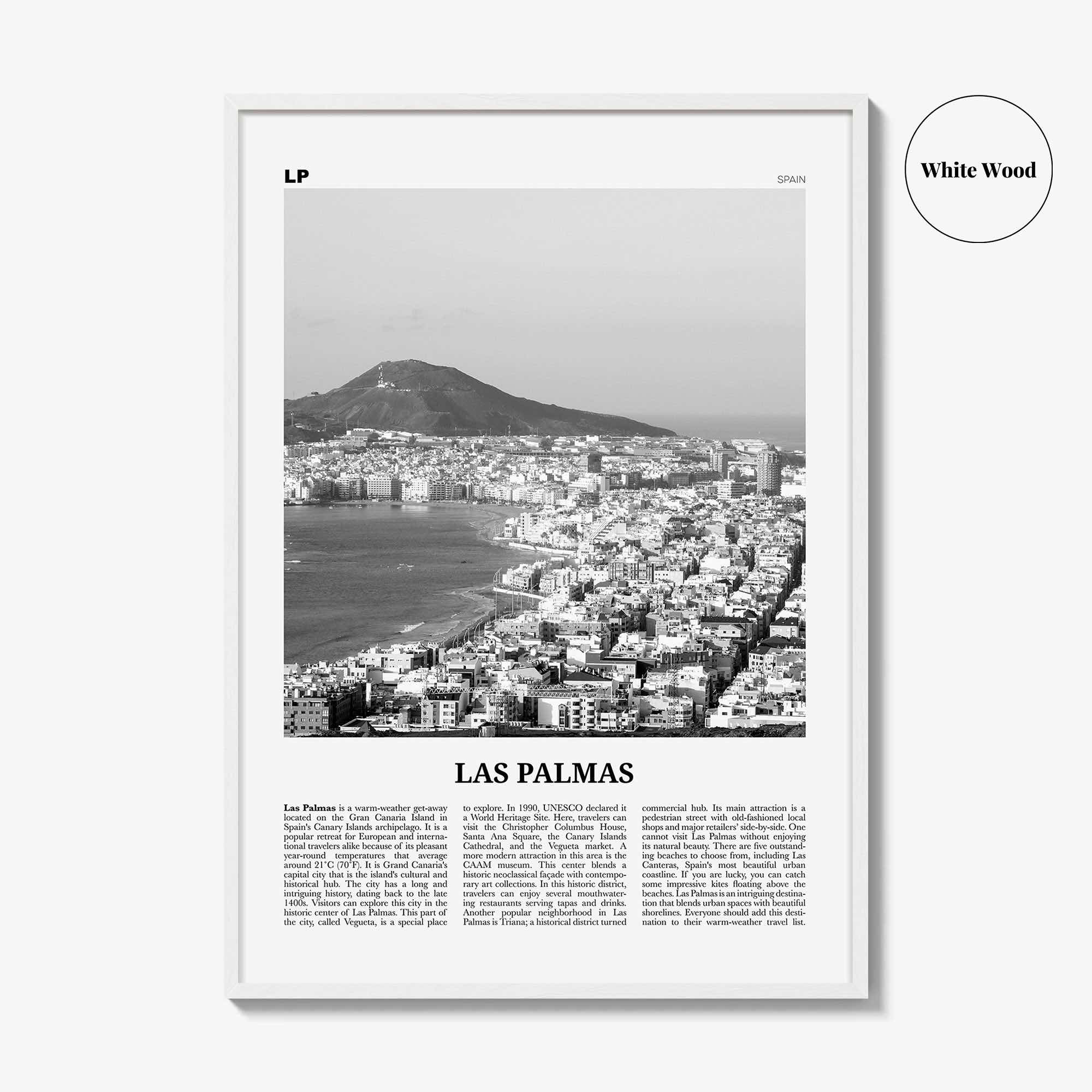 Las Palmas Print Black and White, Las Palmas Wall Art, Las Palmas Poster, Las Palmas Photo, Las Palmas Décor, Gran Canaria, Spain, España