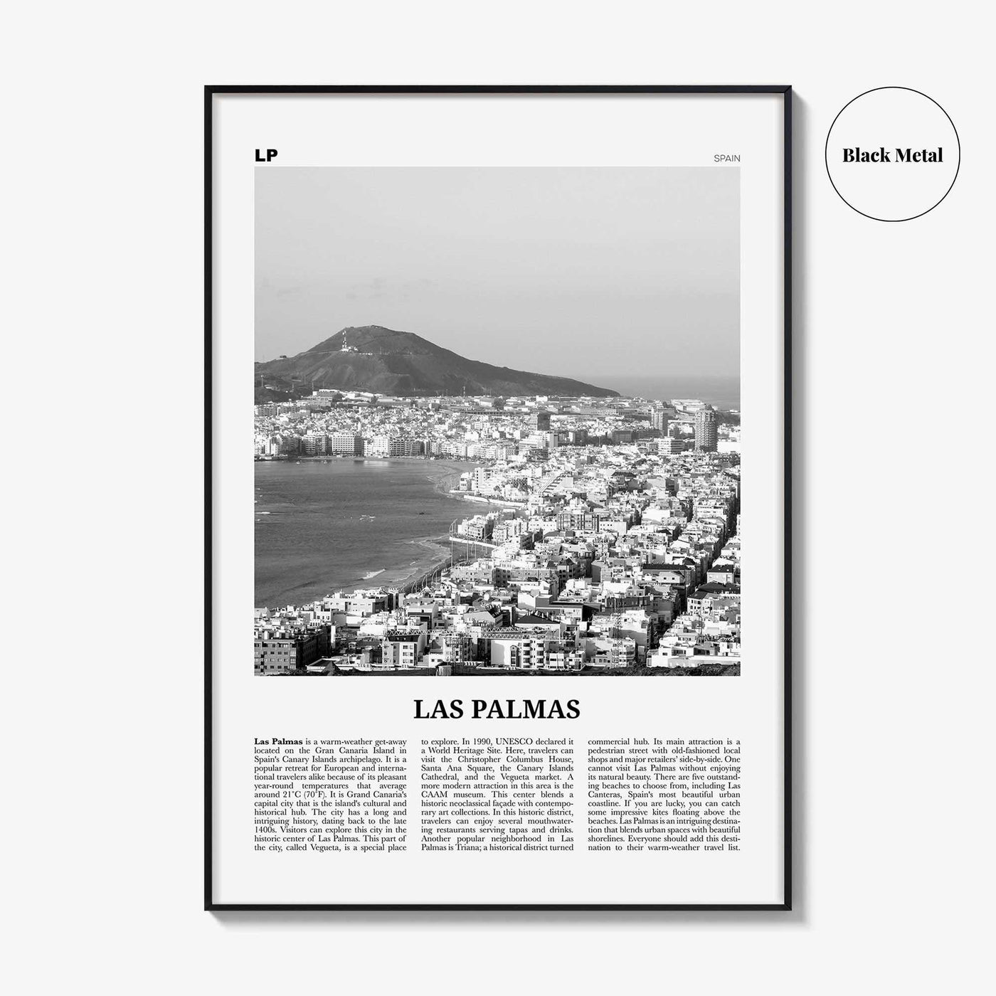 Las Palmas Print Black and White, Las Palmas Wall Art, Las Palmas Poster, Las Palmas Photo, Las Palmas Décor, Gran Canaria, Spain, España