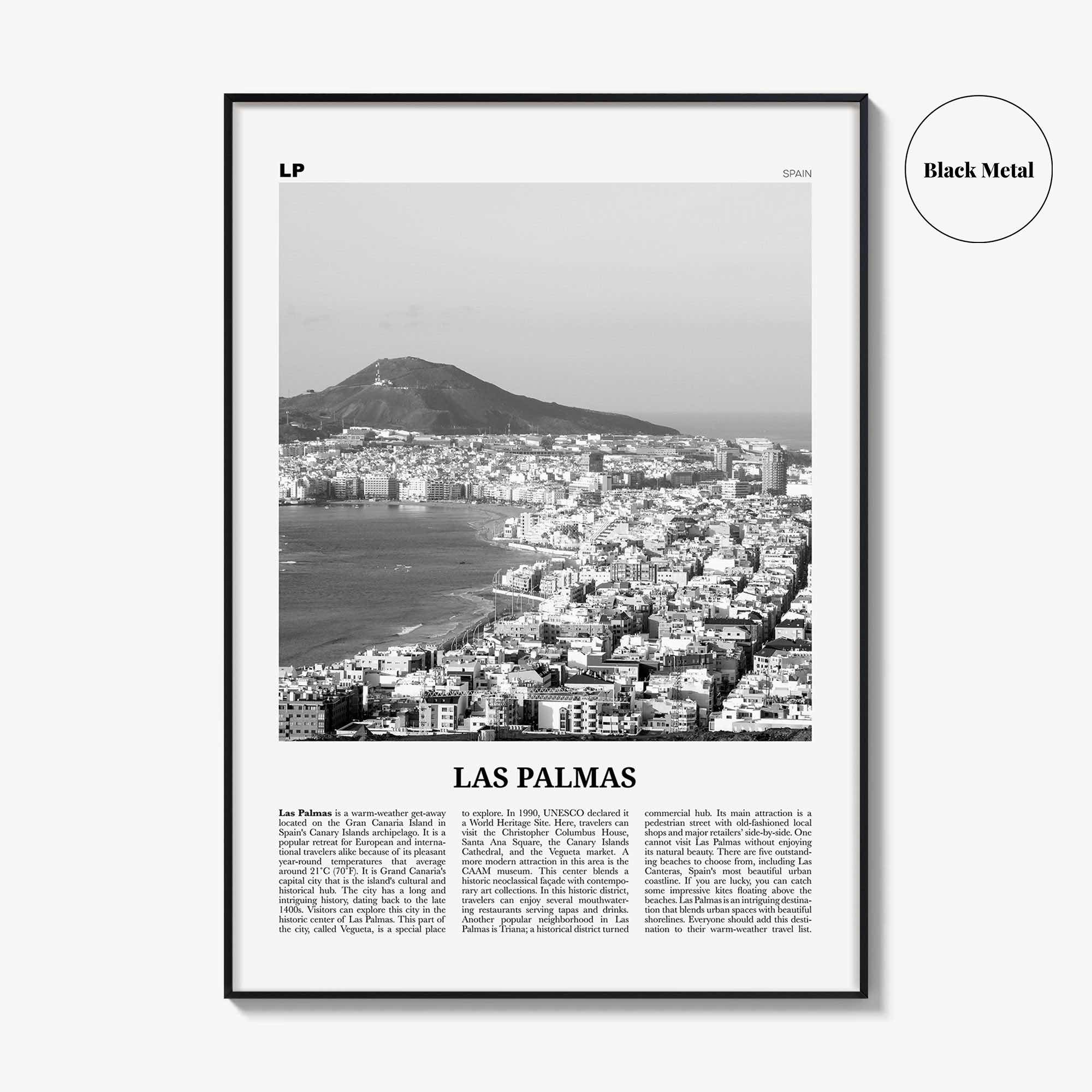 Las Palmas Print Black and White, Las Palmas Wall Art, Las Palmas Poster, Las Palmas Photo, Las Palmas Décor, Gran Canaria, Spain, España