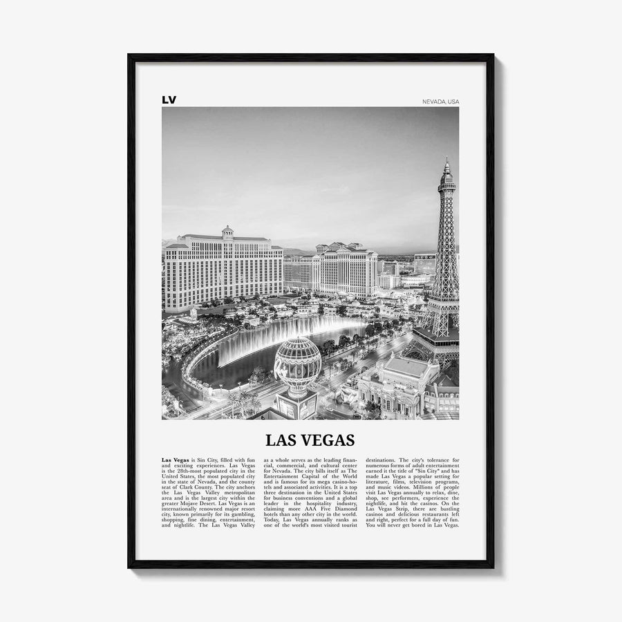 Las Vegas Print Black and White No 1, Las Vegas Wall Art, Las Vegas Poster, Las Vegas Photo, Bellagio, Nevada, USA, United States
