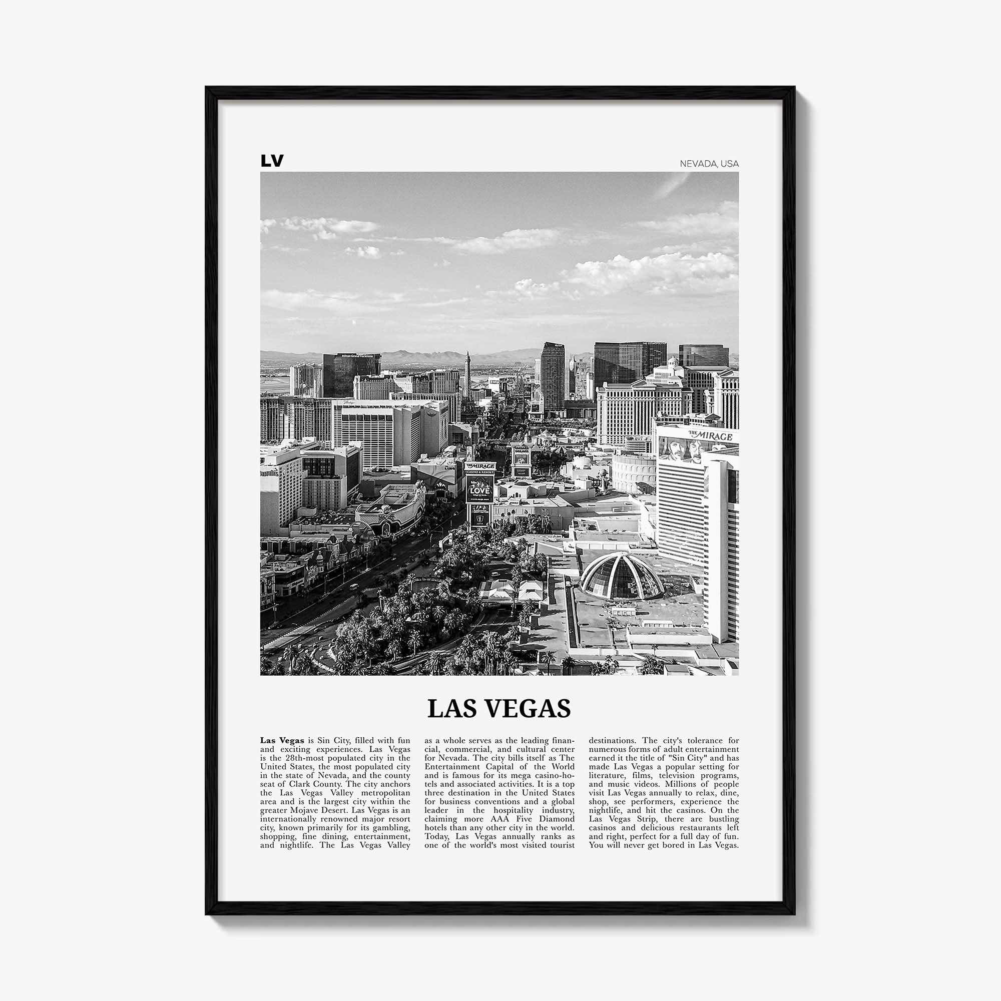 Las Vegas Print Black and White No 2, Las Vegas Wall Art, Las Vegas Poster, Las Vegas Photo, Bellagio, Nevada, USA, United States