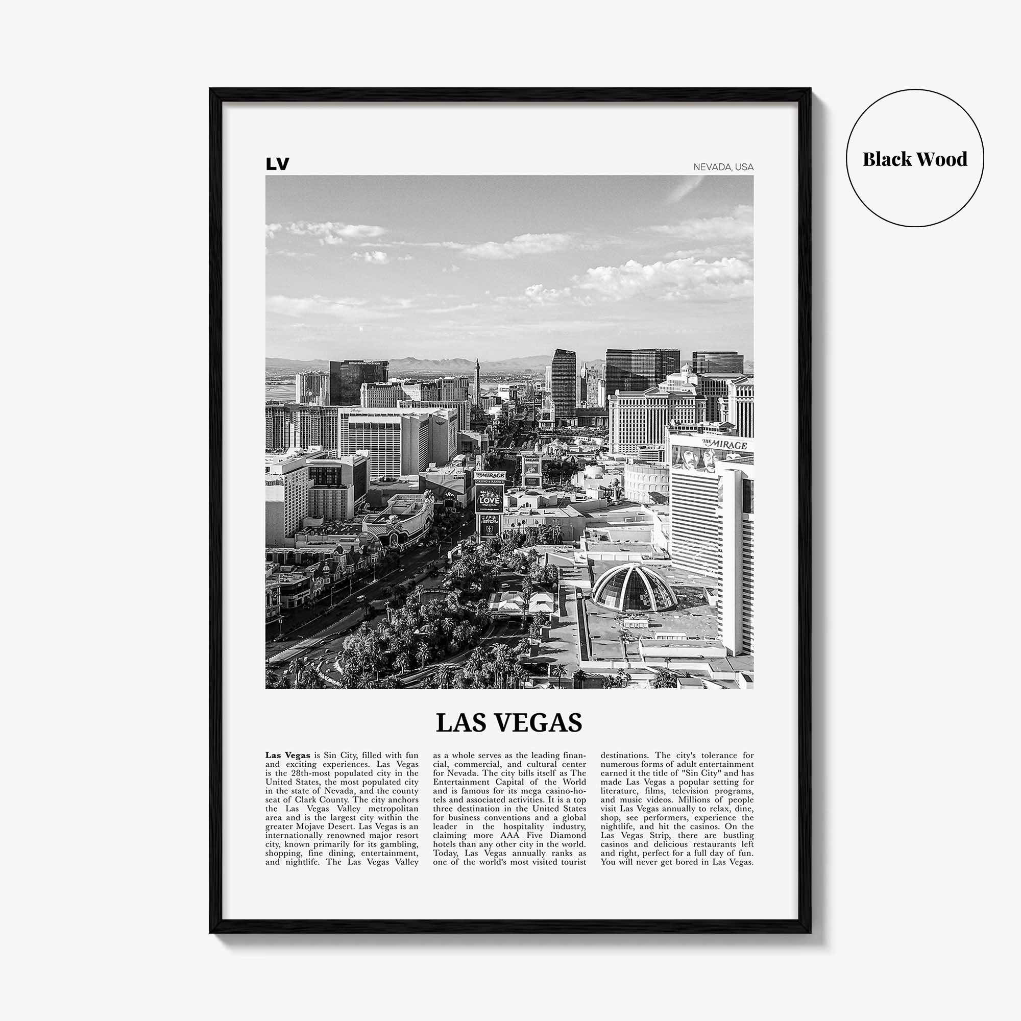 Las Vegas Print Black and White No 2, Las Vegas Wall Art, Las Vegas Poster, Las Vegas Photo, Bellagio, Nevada, USA, United States