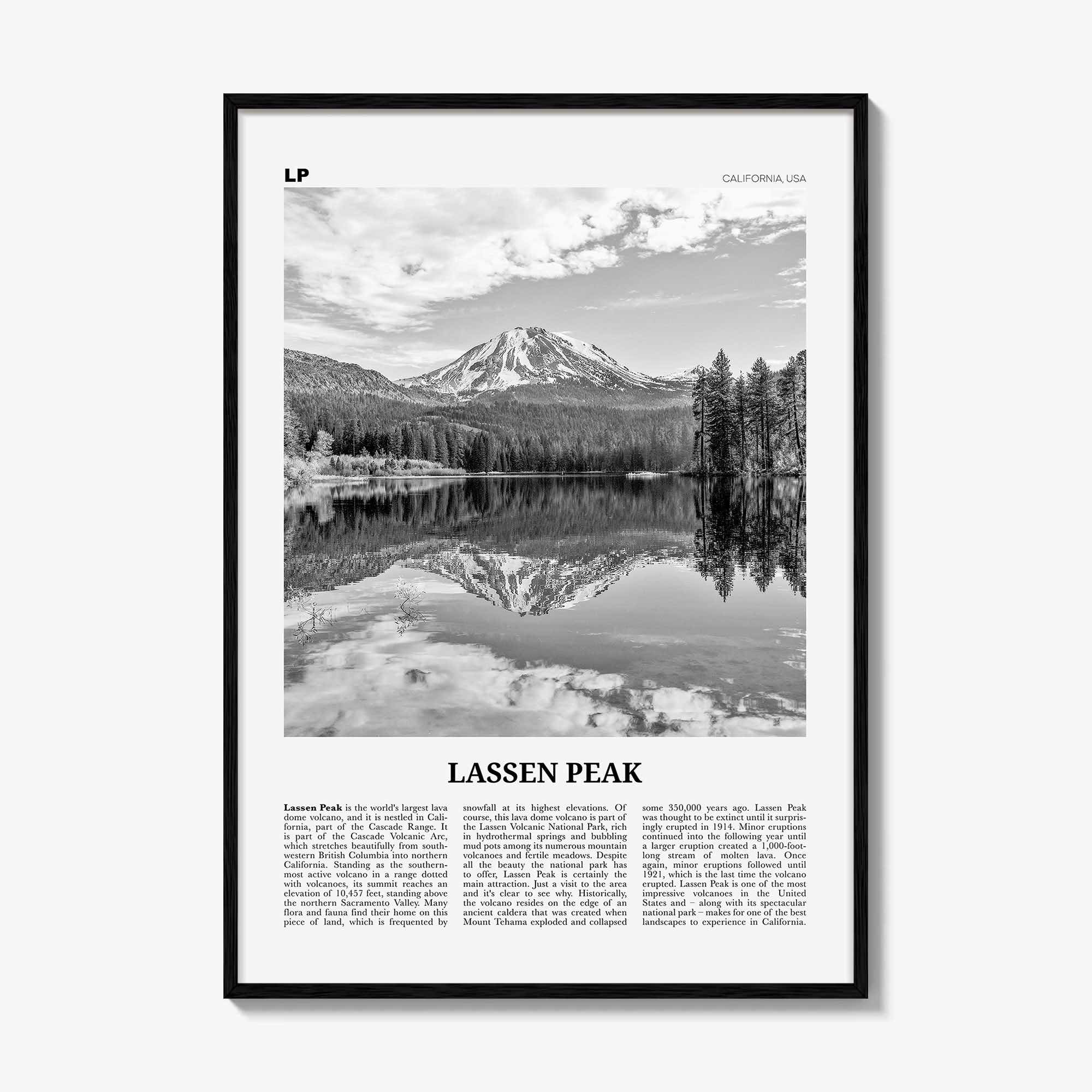 Lassen Peak Print Black and White, Lassen Peak Wall Art, Lassen Peak Poster, Lassen Peak Photo, Lassen Peak Wall Décor, California, USA