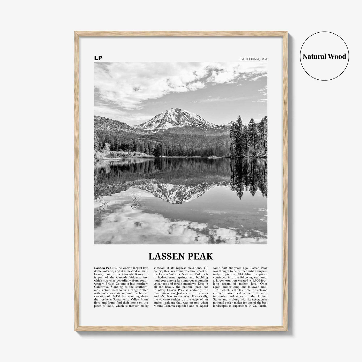 Lassen Peak Print Black and White, Lassen Peak Wall Art, Lassen Peak Poster, Lassen Peak Photo, Lassen Peak Wall Décor, California, USA