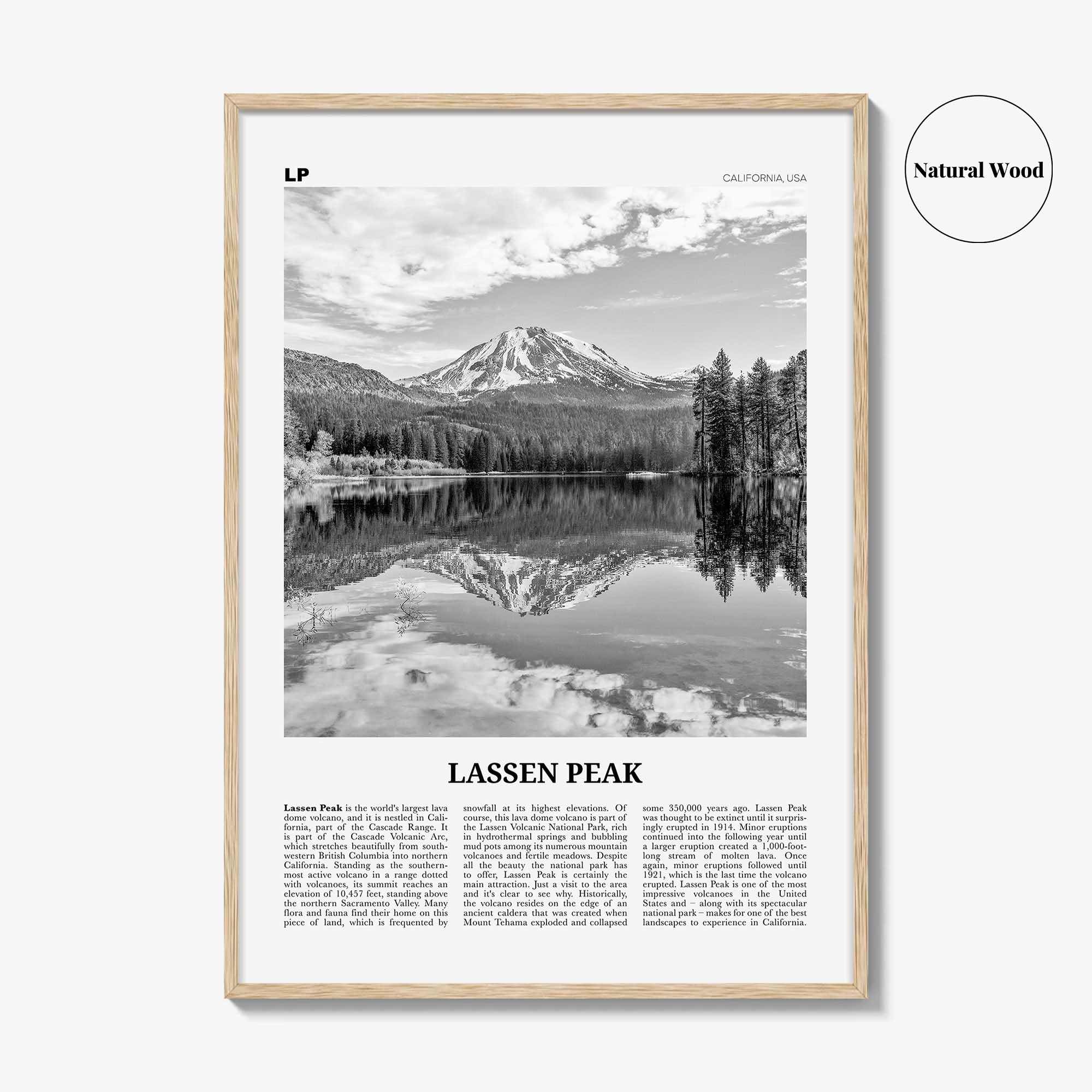 Lassen Peak Print Black and White, Lassen Peak Wall Art, Lassen Peak Poster, Lassen Peak Photo, Lassen Peak Wall Décor, California, USA