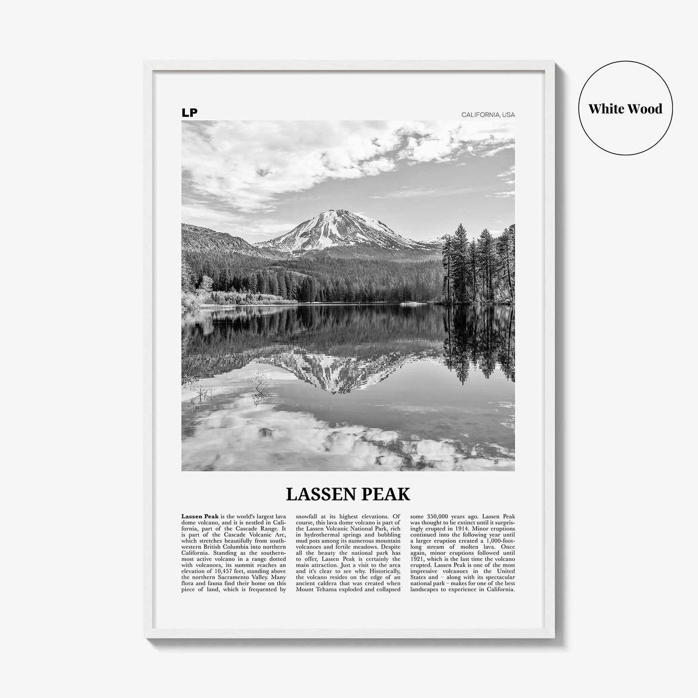 Lassen Peak Print Black and White, Lassen Peak Wall Art, Lassen Peak Poster, Lassen Peak Photo, Lassen Peak Wall Décor, California, USA