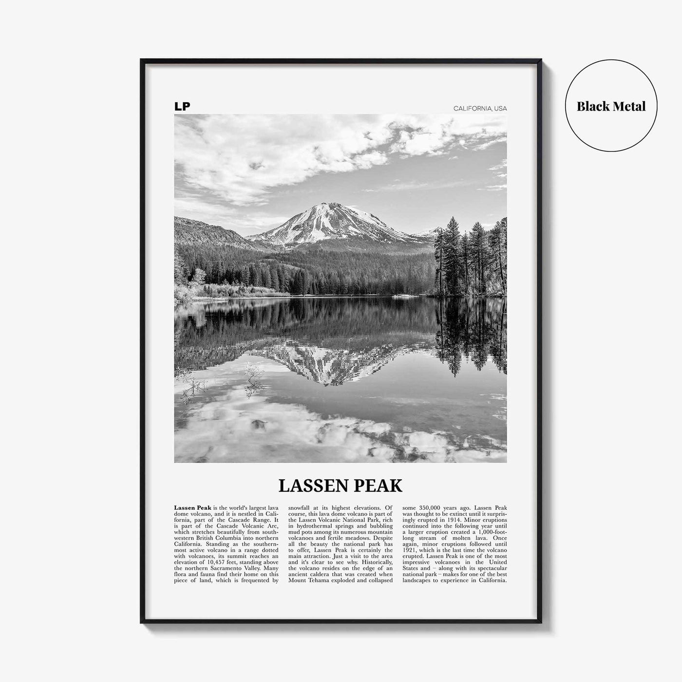 Lassen Peak Print Black and White, Lassen Peak Wall Art, Lassen Peak Poster, Lassen Peak Photo, Lassen Peak Wall Décor, California, USA