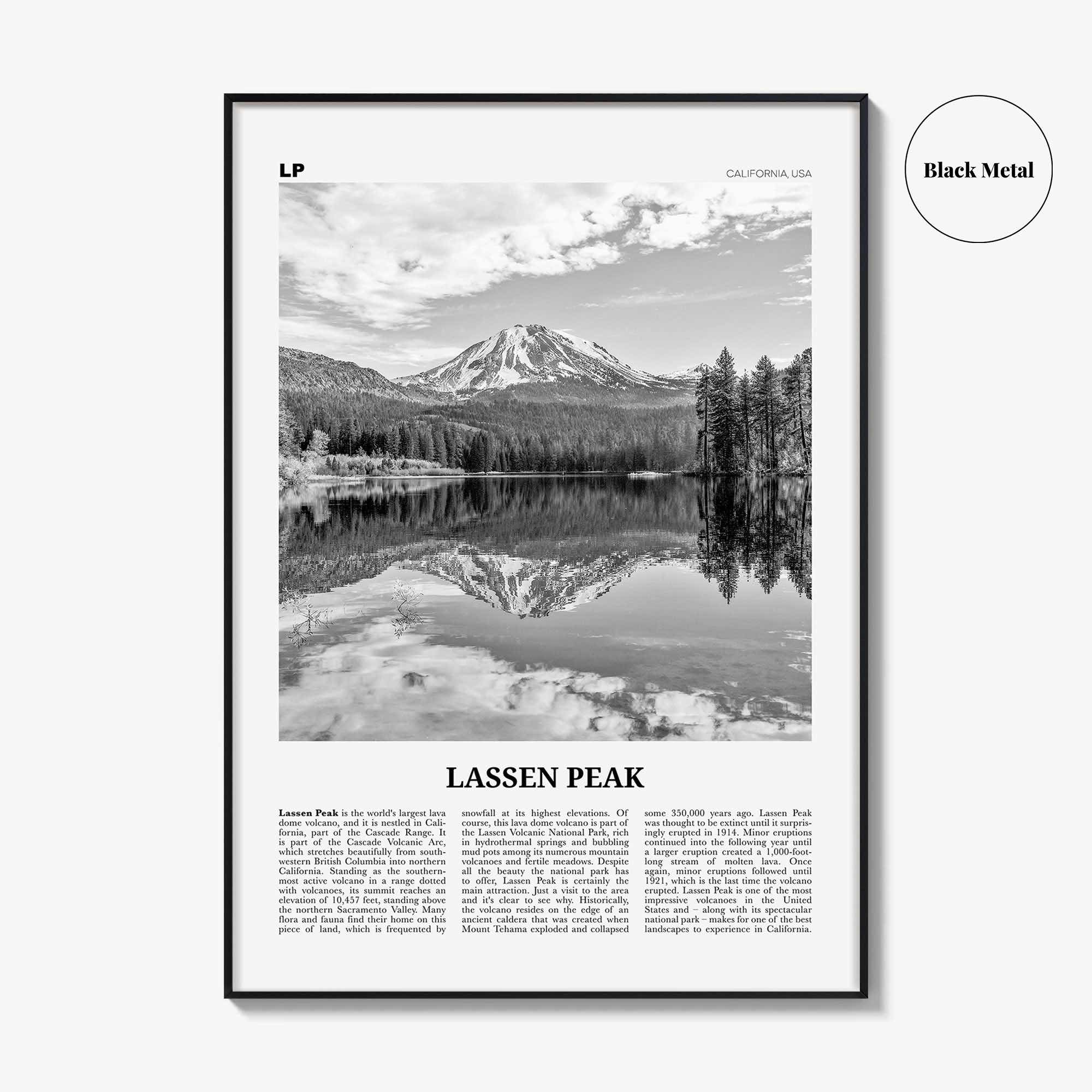 Lassen Peak Print Black and White, Lassen Peak Wall Art, Lassen Peak Poster, Lassen Peak Photo, Lassen Peak Wall Décor, California, USA