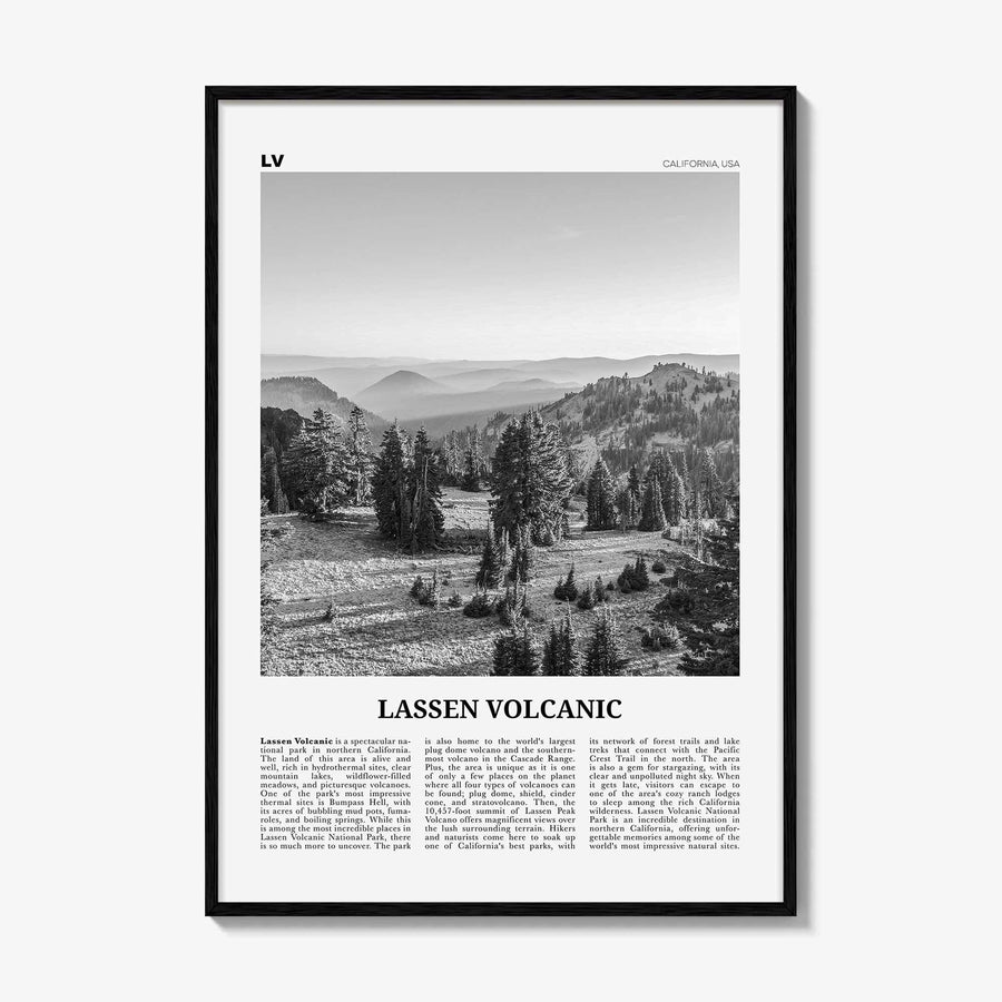Lassen Volcanic National Park Print Black and White, Lassen Volcanic Wall Art, Lassen Volcanic Poster, Lassen Volcanic Photo, California
