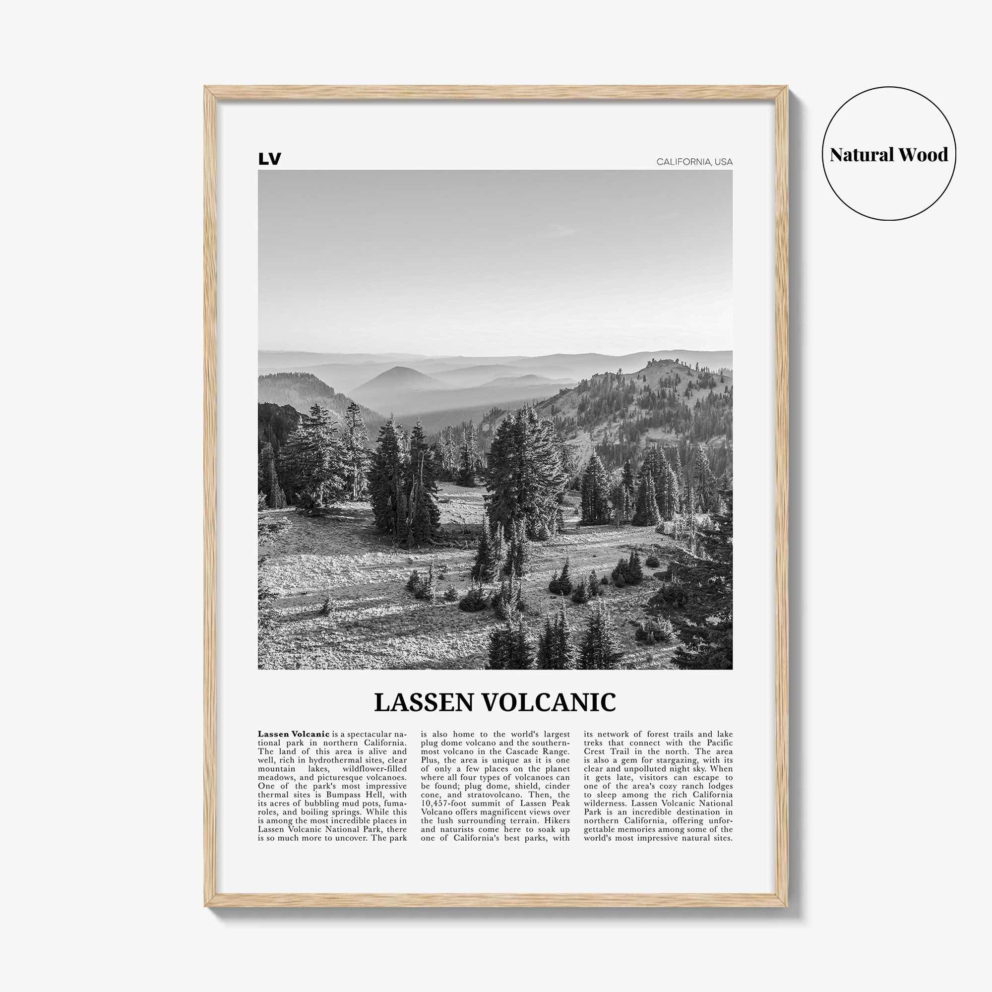 Lassen Volcanic National Park Print Black and White, Lassen Volcanic Wall Art, Lassen Volcanic Poster, Lassen Volcanic Photo, California