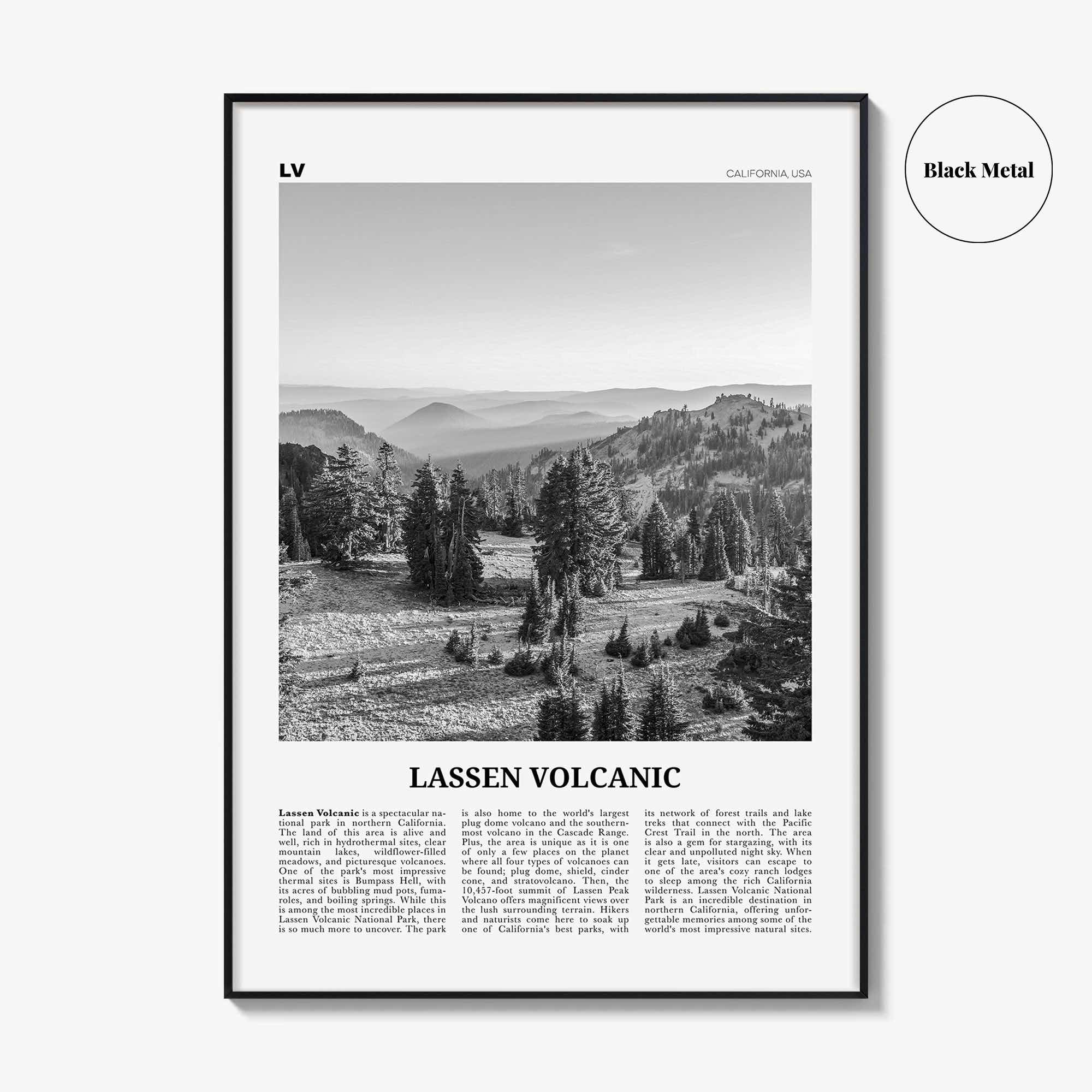 Lassen Volcanic National Park Print Black and White, Lassen Volcanic Wall Art, Lassen Volcanic Poster, Lassen Volcanic Photo, California