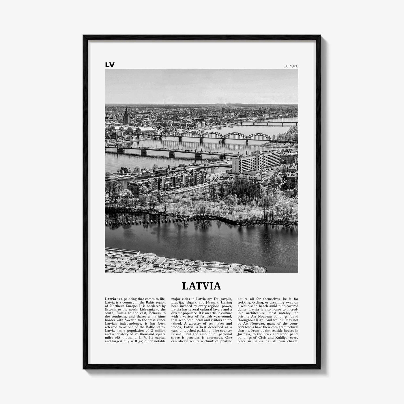Latvia Print Black and White, Latvia Wall Art, Latvia Poster, Latvia Photo, Latvia Wall Decor, Latvija, Latvijas, Riga, Baltic, Europe