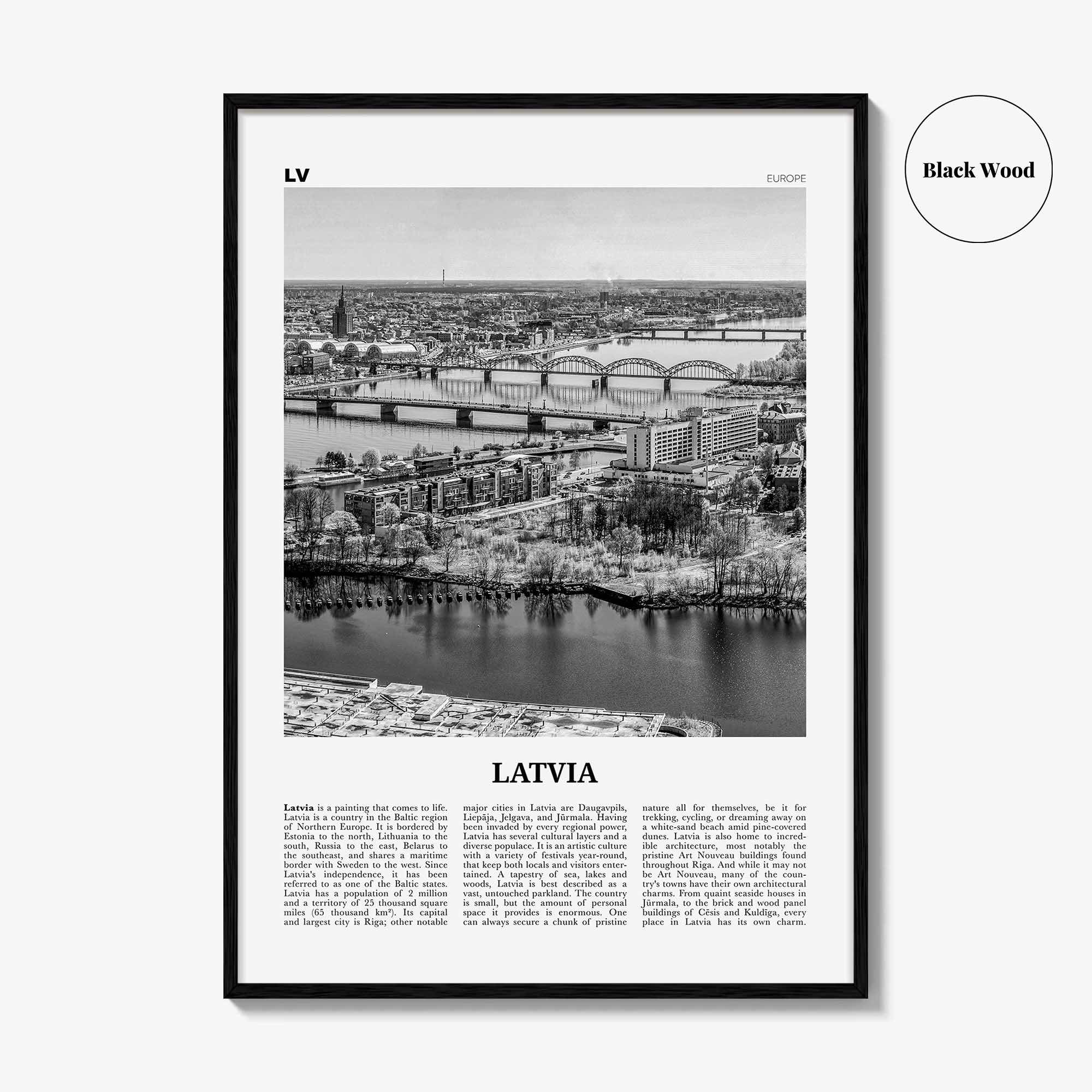 Latvia Print Black and White, Latvia Wall Art, Latvia Poster, Latvia Photo, Latvia Wall Decor, Latvija, Latvijas, Riga, Baltic, Europe