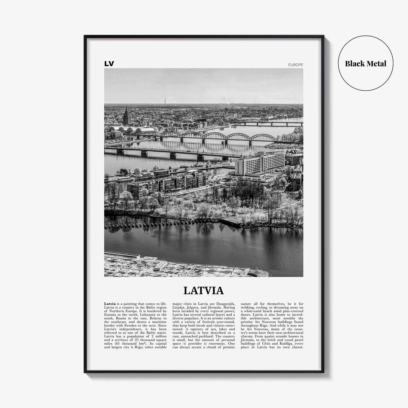 Latvia Print Black and White, Latvia Wall Art, Latvia Poster, Latvia Photo, Latvia Wall Decor, Latvija, Latvijas, Riga, Baltic, Europe