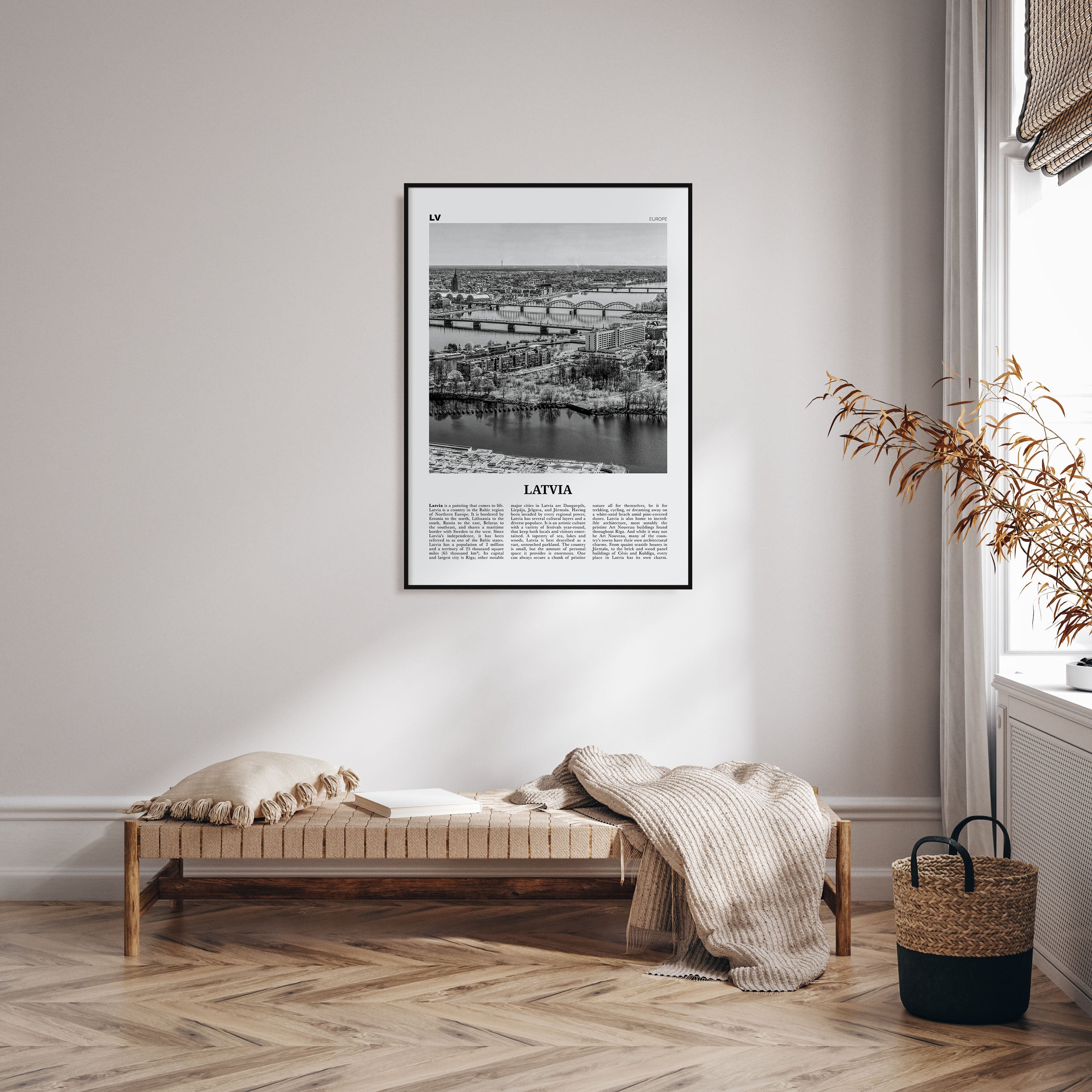 Latvia Travel B&W Poster