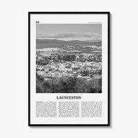 Launceston Print Black and White, Launceston Wall Art, Launceston Poster, Launceston Photo, Launceston Wall Décor, Launceston Map,