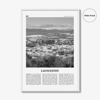 Launceston Print Black and White, Launceston Wall Art, Launceston Poster, Launceston Photo, Launceston Wall Décor, Launceston Map,