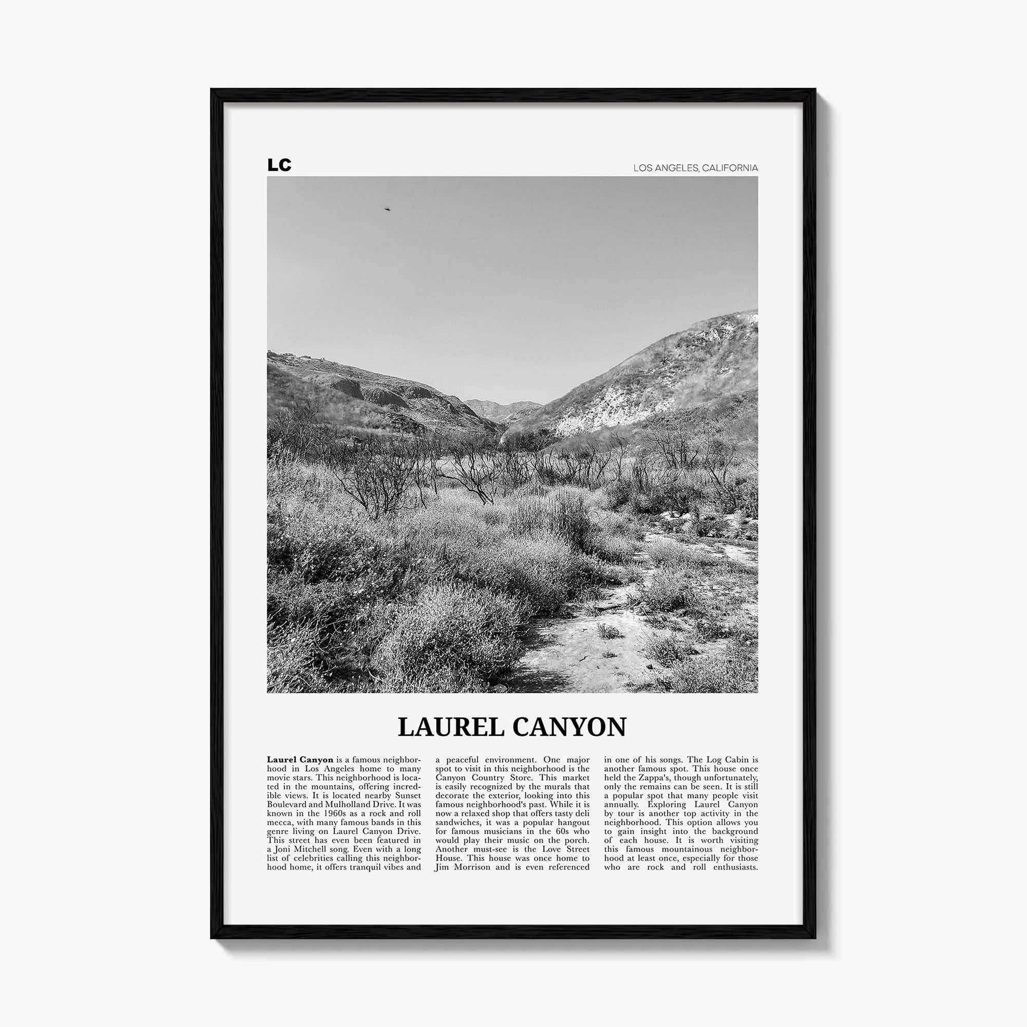 Laurel Canyon Print Black and White, Laurel Canyon Wall Art, Laurel Canyon Poster, Laurel Canyon Photo, Los Angeles, California