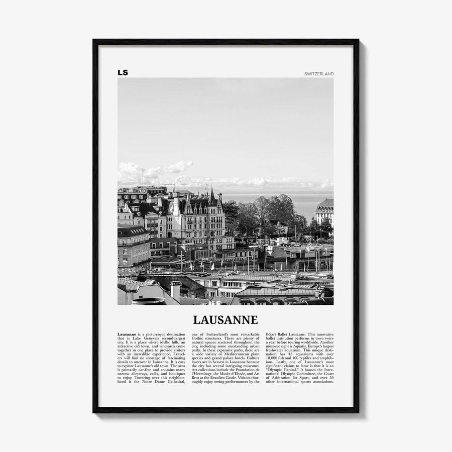 Lausanne Print Black and White, Lausanne Wall Art, Lausanne Poster, Lausanne Photo, Lausanne Wall Décor, Switzerland, Losanna, Vaud, Swiss