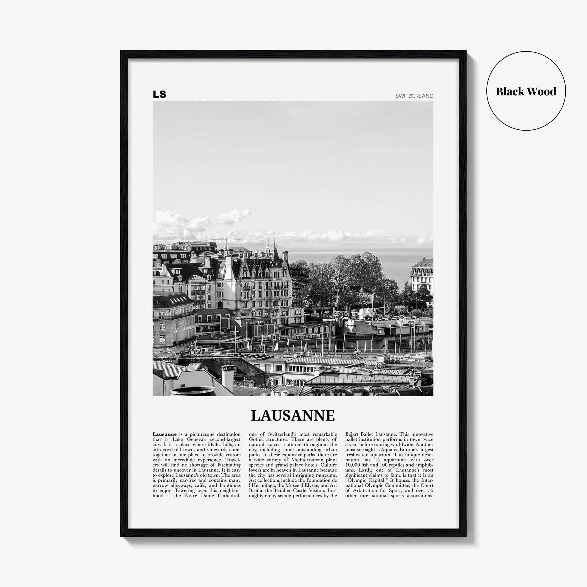 Lausanne Print Black and White, Lausanne Wall Art, Lausanne Poster, Lausanne Photo, Lausanne Wall Décor, Switzerland, Losanna, Vaud, Swiss