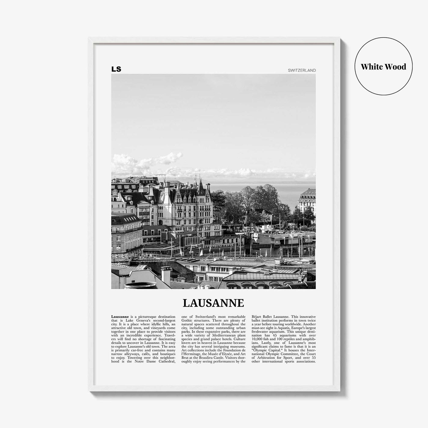 Lausanne Print Black and White, Lausanne Wall Art, Lausanne Poster, Lausanne Photo, Lausanne Wall Décor, Switzerland, Losanna, Vaud, Swiss