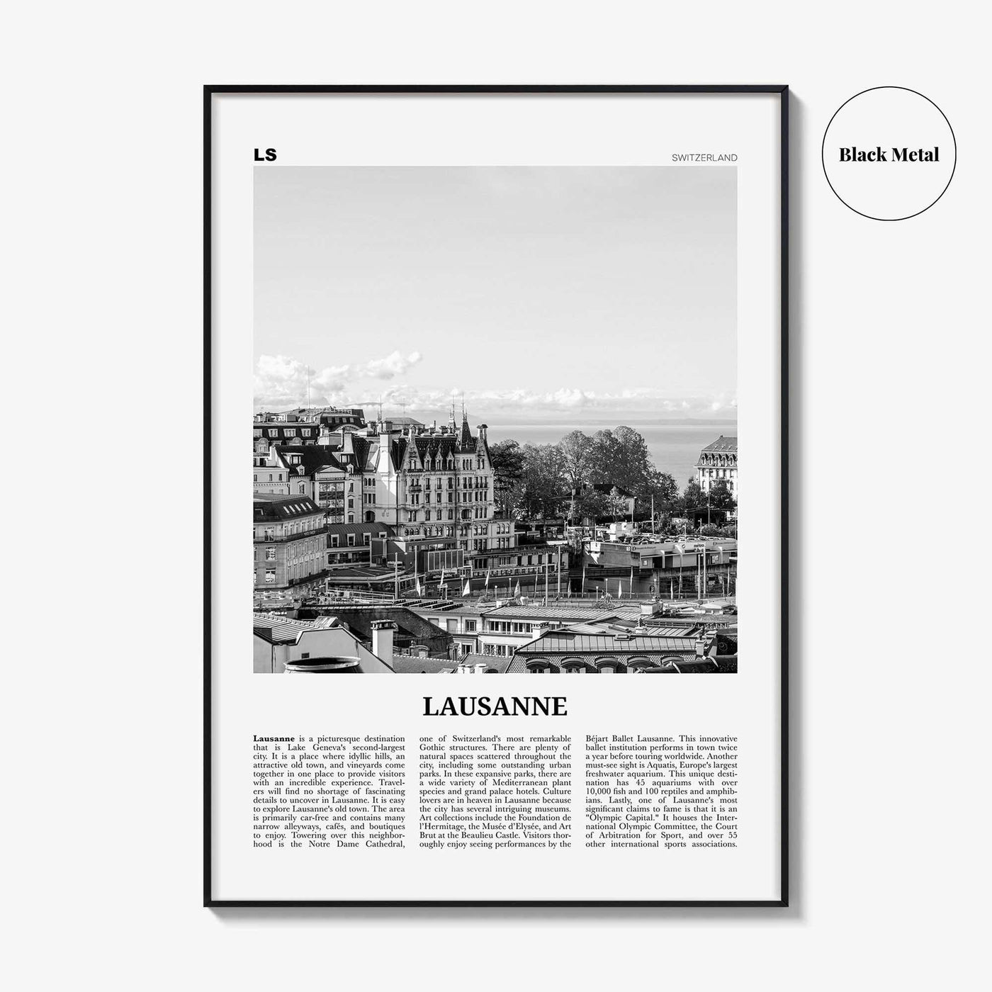 Lausanne Print Black and White, Lausanne Wall Art, Lausanne Poster, Lausanne Photo, Lausanne Wall Décor, Switzerland, Losanna, Vaud, Swiss