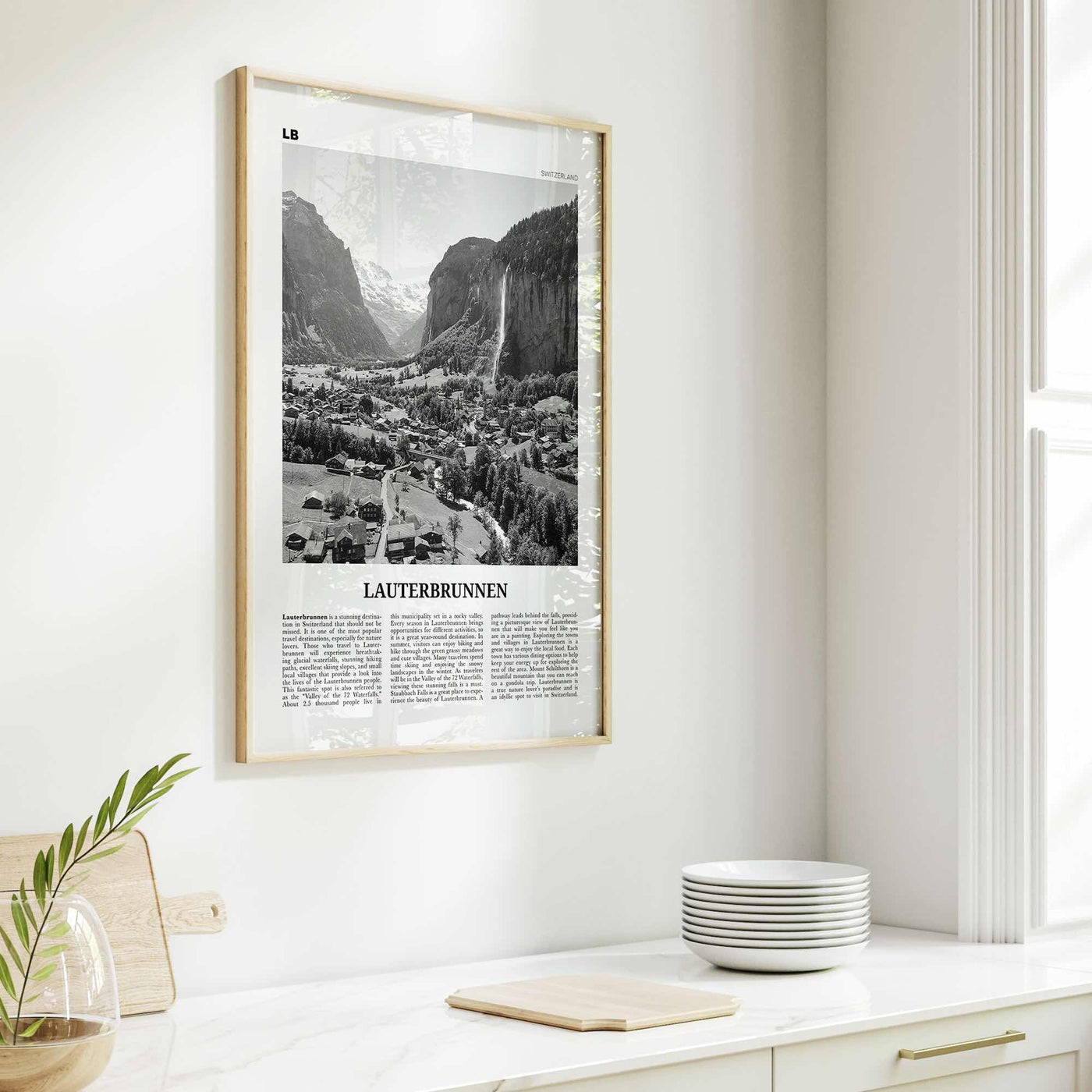 Lauterbrunnen Print Black and White, Lauterbrunnen Wall Art, Lauterbrunnen Poster, Lauterbrunnen Photo, Lauterbrunnen Décor, Switzerland