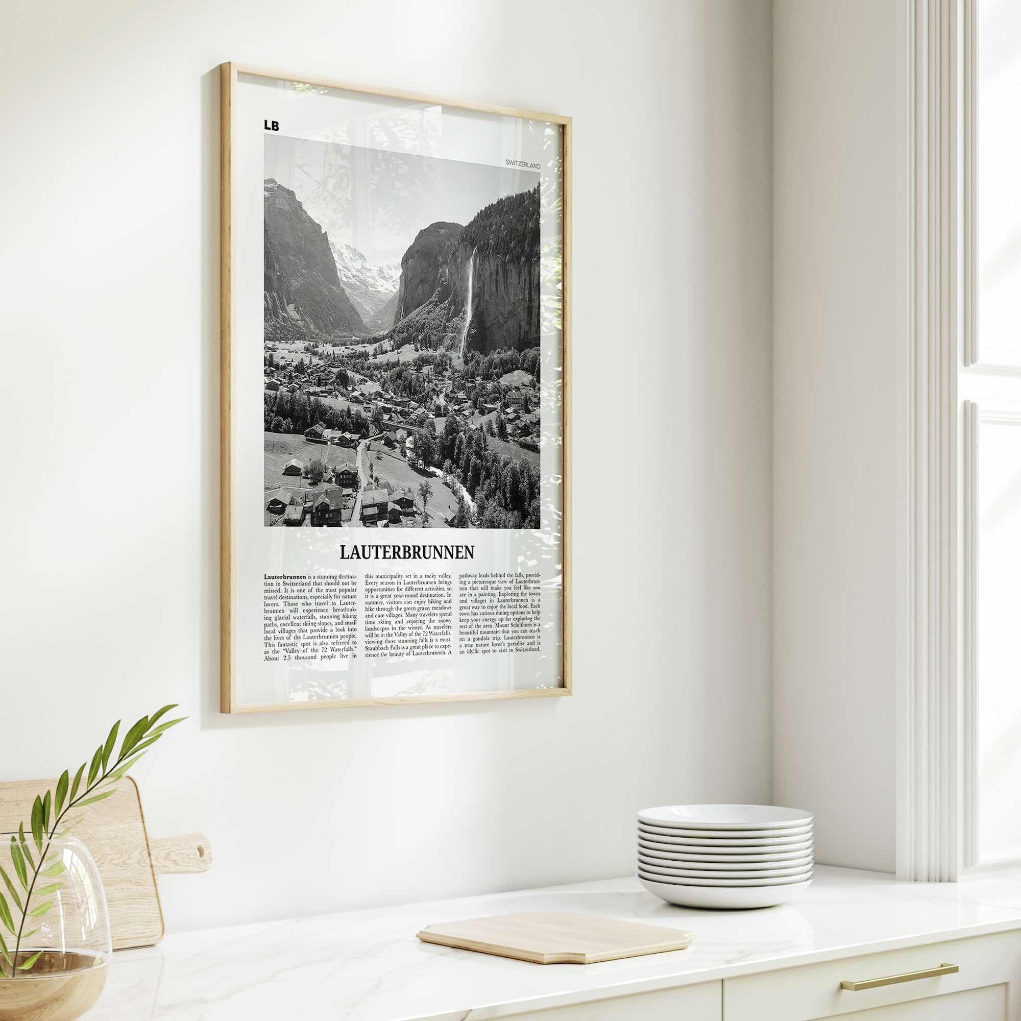 Lauterbrunnen Print Black and White, Lauterbrunnen Wall Art, Lauterbrunnen Poster, Lauterbrunnen Photo, Lauterbrunnen Décor, Switzerland