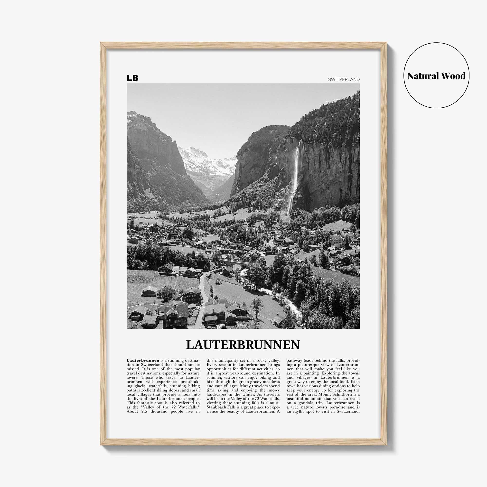Lauterbrunnen Print Black and White, Lauterbrunnen Wall Art, Lauterbrunnen Poster, Lauterbrunnen Photo, Lauterbrunnen Décor, Switzerland