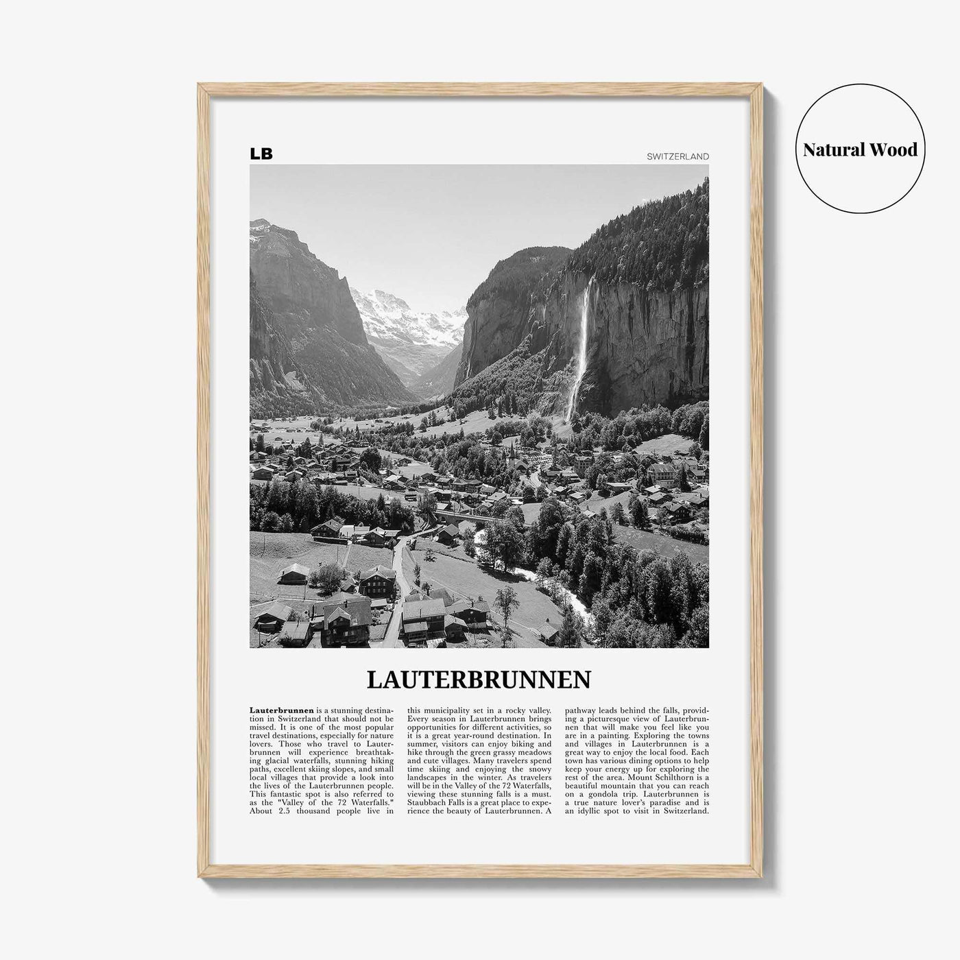 Lauterbrunnen Print Black and White, Lauterbrunnen Wall Art, Lauterbrunnen Poster, Lauterbrunnen Photo, Lauterbrunnen Décor, Switzerland