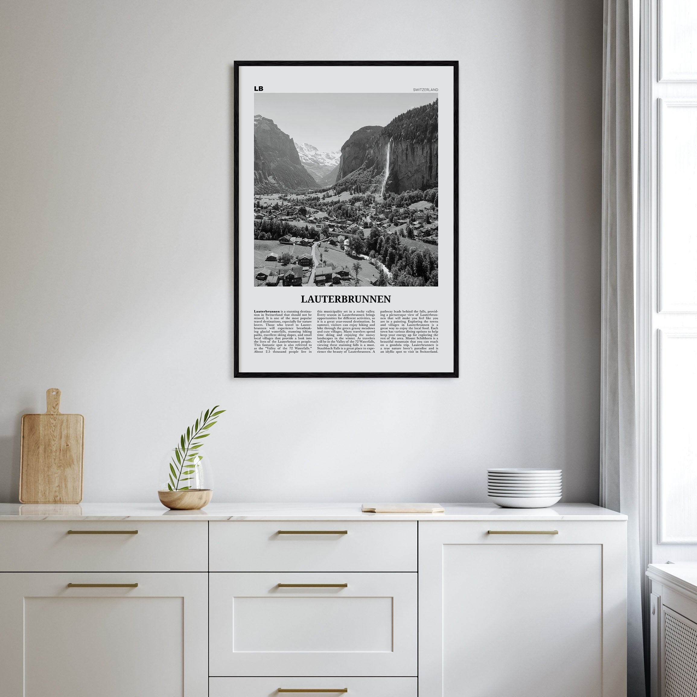 Lauterbrunnen Travel B&W Poster