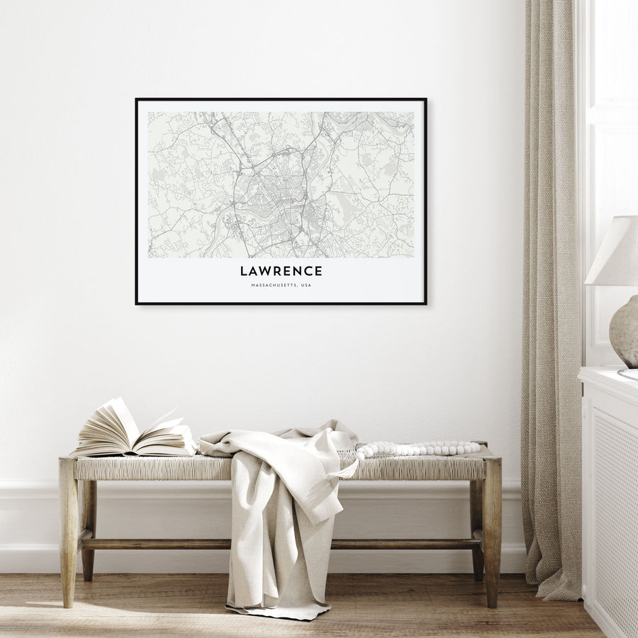 Lawrence, Massachusetts Map Landscape Poster
