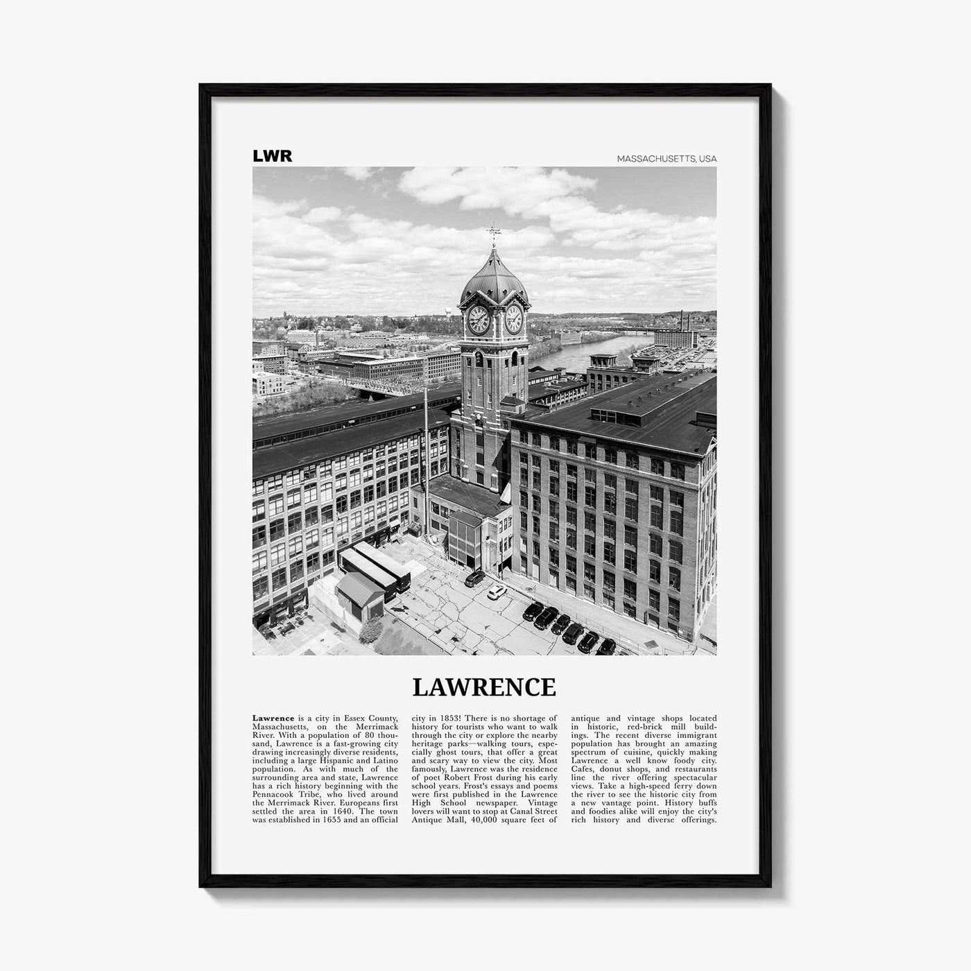 Lawrence Print Black and White Massachusetts, Lawrence Wall Art, Lawrence Poster, Lawrence Photo, Lawrence Wall Décor, USA, United States